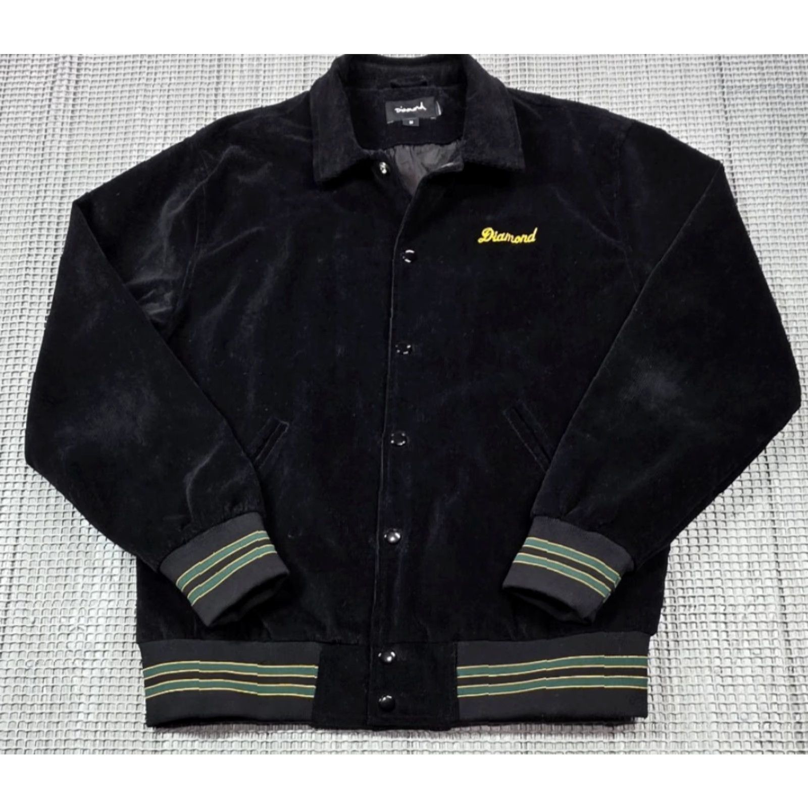Diamond Supply Co. Diamond Supply Co. Corduroy Stadium Varsity Jacket Men M Snap Bomber Black Gold Size US M / EU 48-50 / 2 - 3 Thumbnail