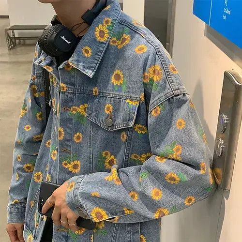 All Over Sunflower Graphic Denim Jacket