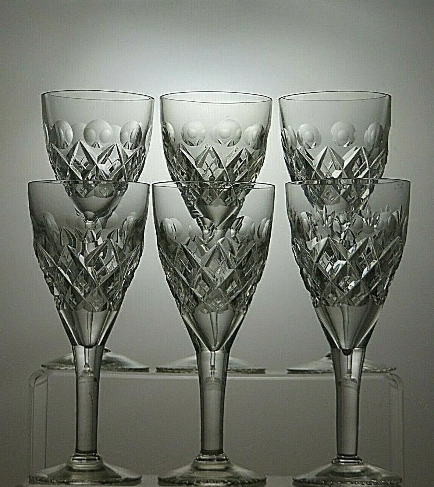 The Unbranded Brand Lead Crystal Cut Glass Set of 6 Wine Glasses 6 3/4" Size ONE SIZE - 2 Thumbnail