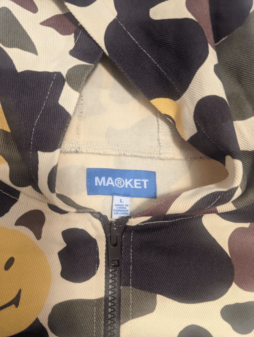 Market Market Camo Smiley Face Light Zip Up Jacket Size US L / EU 52-54 / 3 - 3 Thumbnail