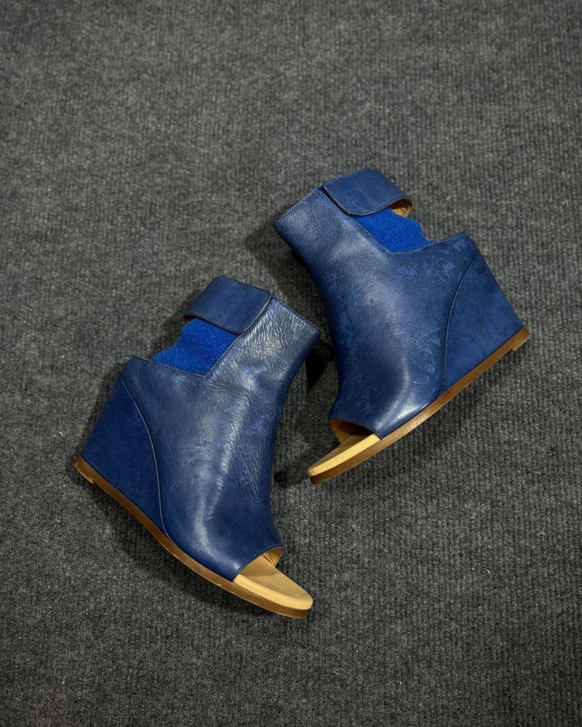 MM6 MM6 PARIS Maison Margiela Blue Leather Wedge Ankle Boot Size US 7 / IT 37 - 6 Thumbnail