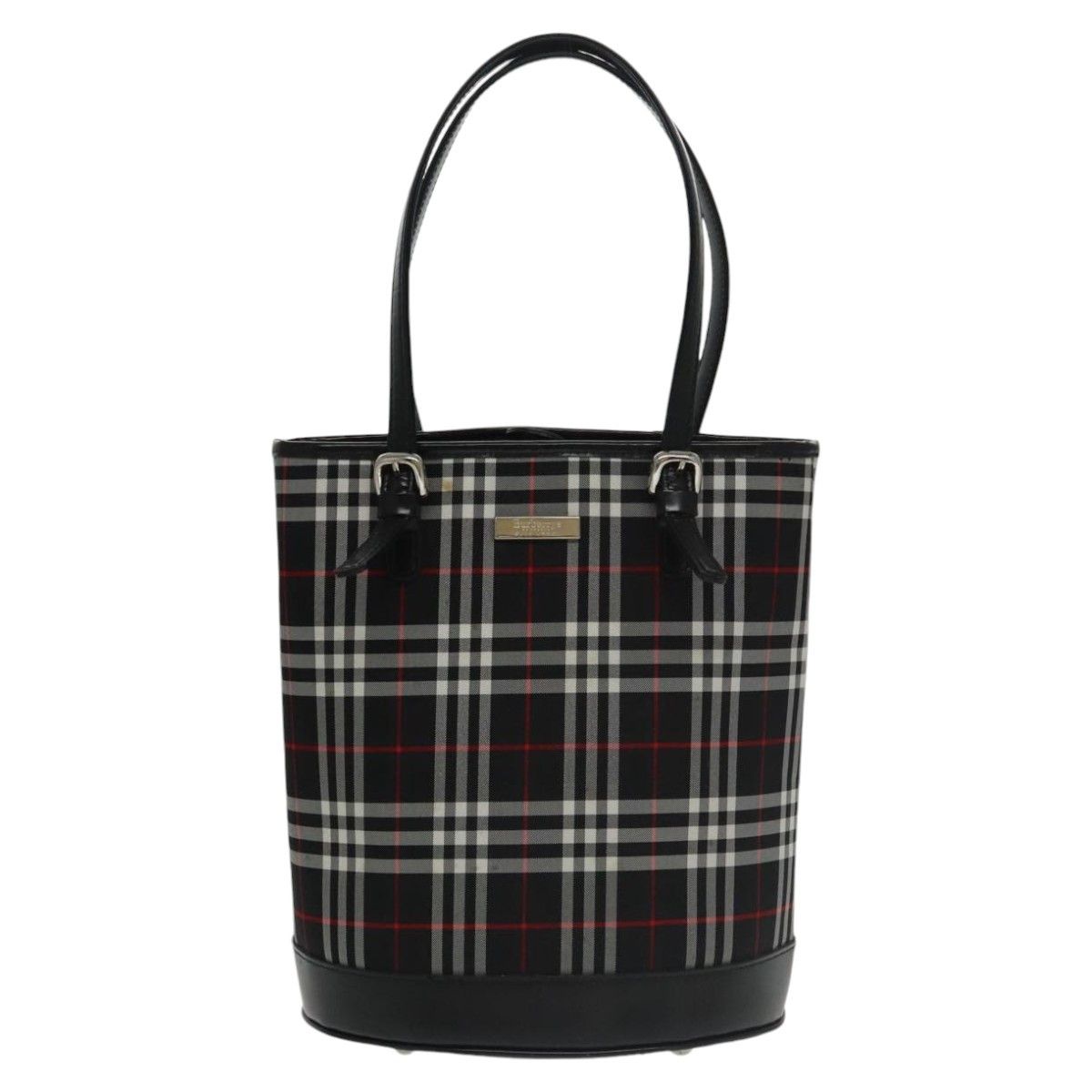 Nova Check Black Synthetic Handbag (Pre-Owned)