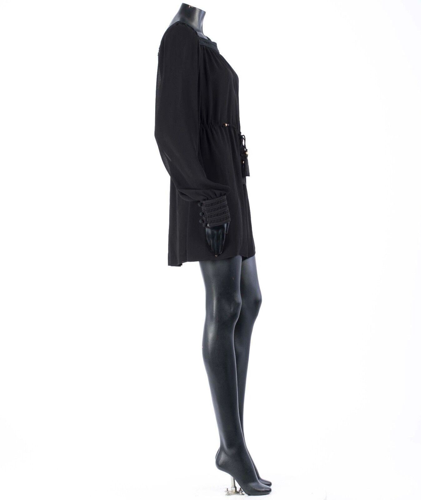 Saint Laurent Paris SAINT LAURENT 3690$ Embroidered Dress In Black Silk Crepe Size S / US 4 / IT 40 - 14 Thumbnail
