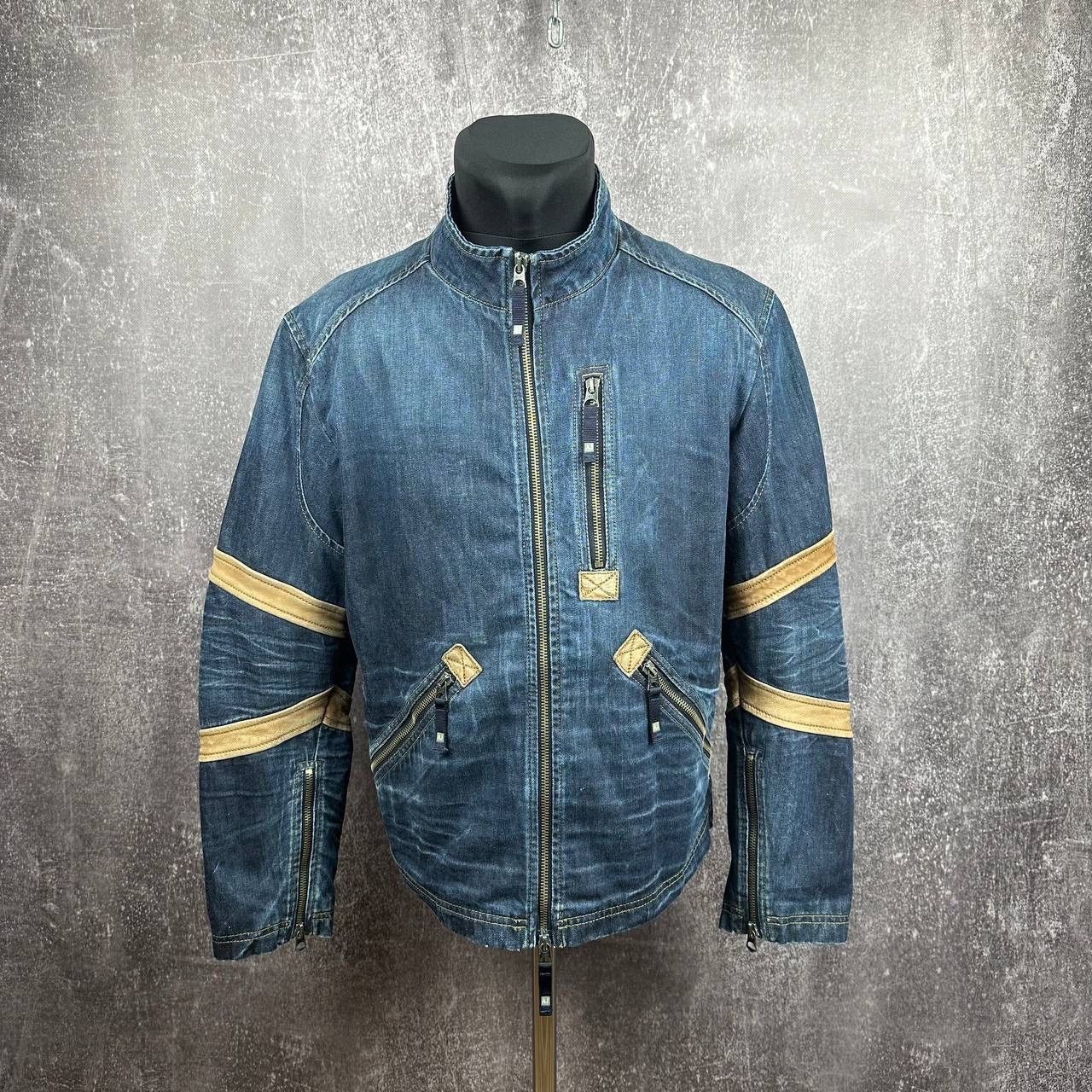 image of Avant-Garde Armani Jeans Biker Jacket Size I48 in Denim, Men's