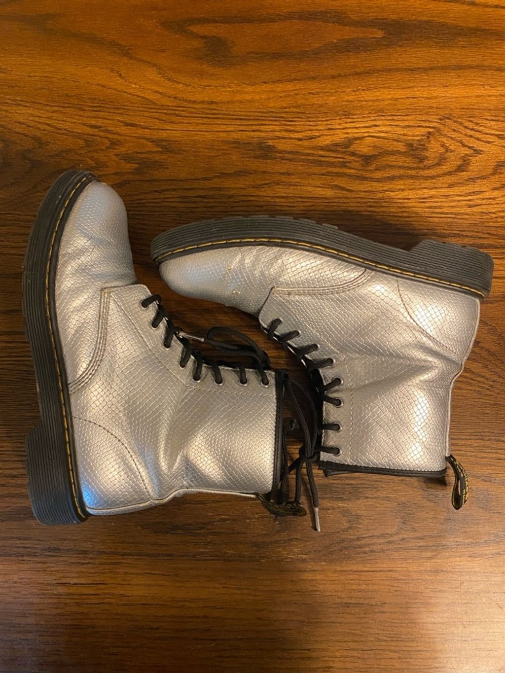 Dr. Martens Dr Martens Silver Scale 8 Eye Zipper Boots size 6 Size US 6 / IT 36 - 1 Thumbnail