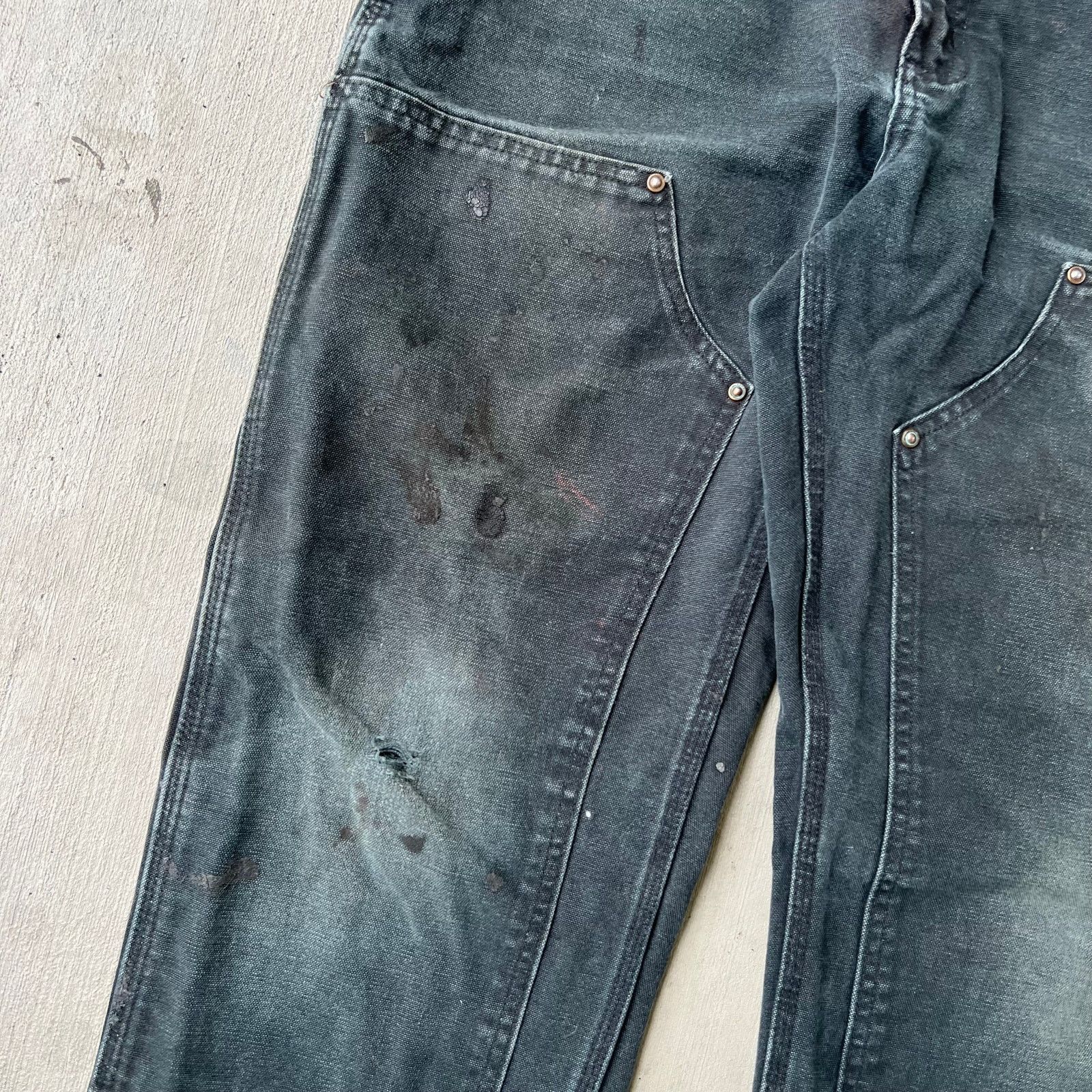 Carhartt × Vintage Carhartt faded black double knee work wear carpenter pants Size US 31 - 6 Thumbnail