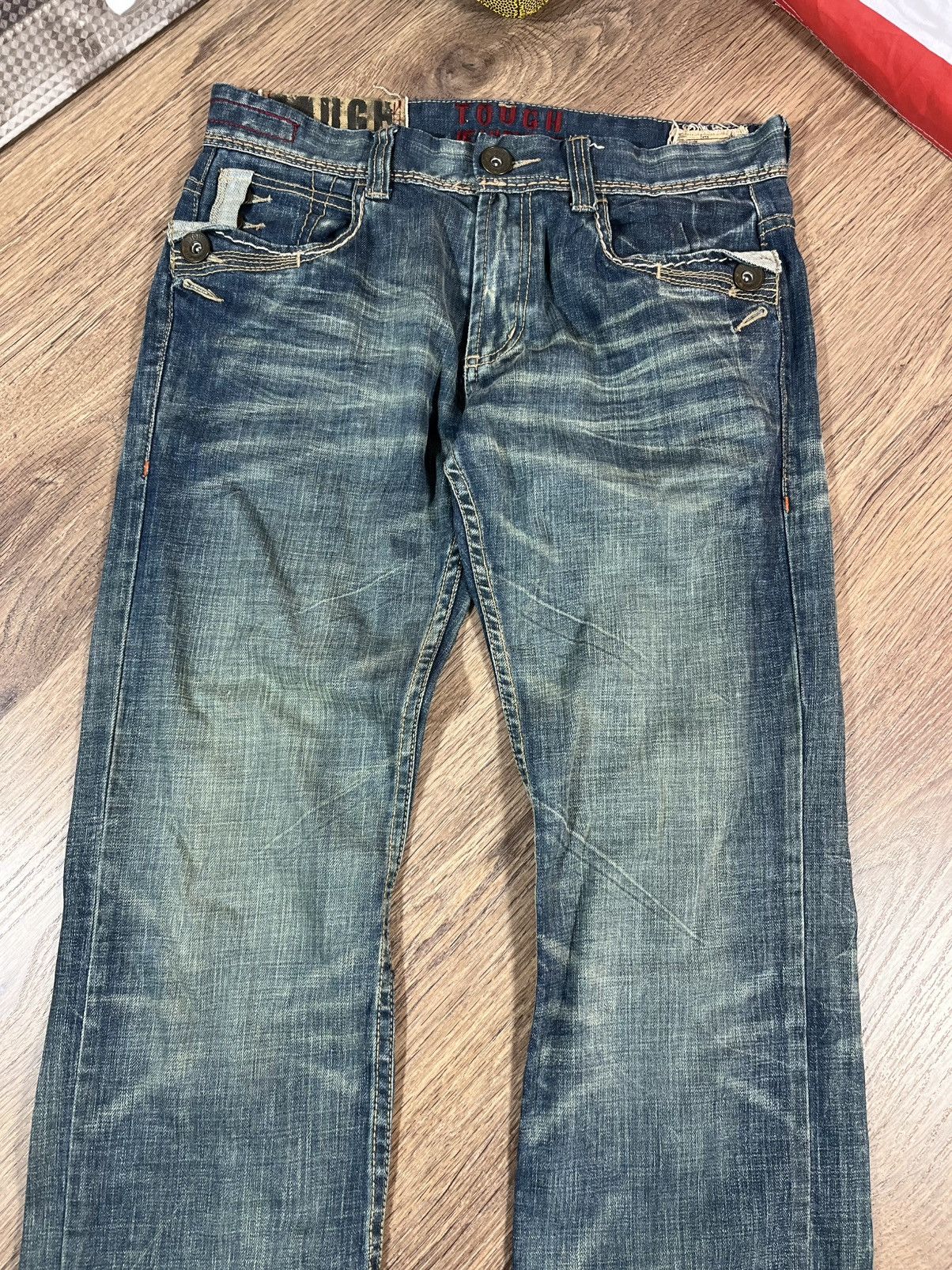 Japanese Brand Tough Vintage Distressed Denim Pants Jeans Size US 32 / EU 48 - 4 Thumbnail