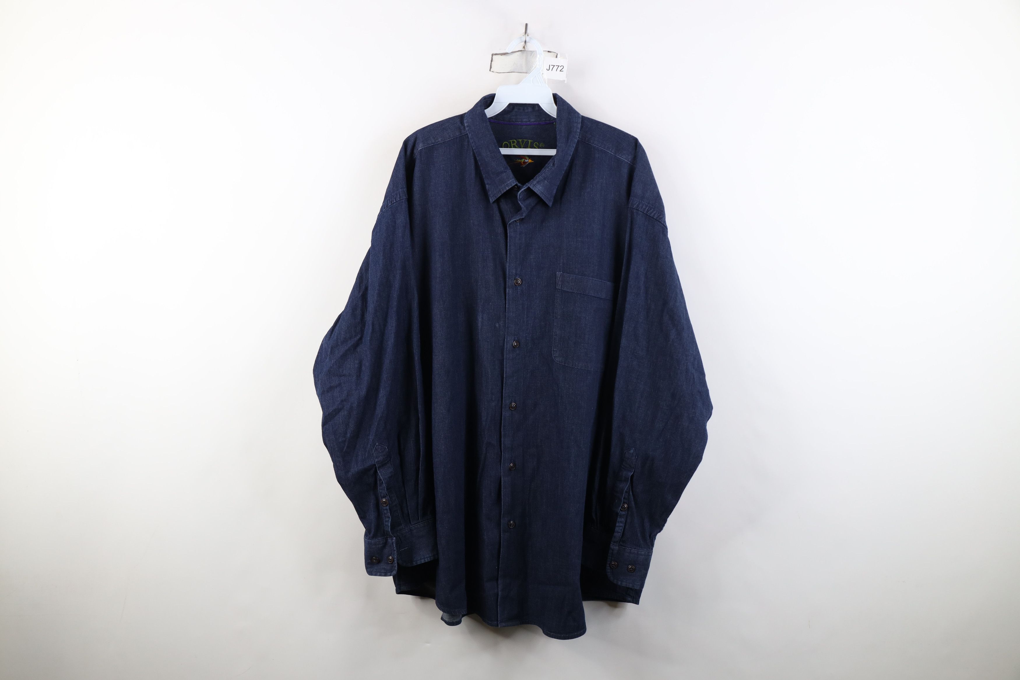 Orvis Vintage Orvis Denim Collared Button Down Shirt Indigo Size US XXL / EU 58 / 5 - 1 Thumbnail