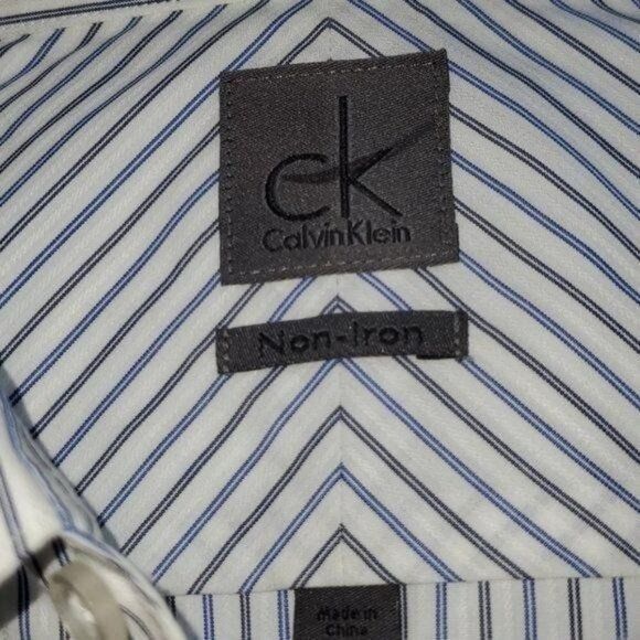 Calvin Klein Calvin Klein Blue Striped Button Down LS Dress Sz. XL (17) S Size US XL / EU 56 / 4 - 2 Thumbnail