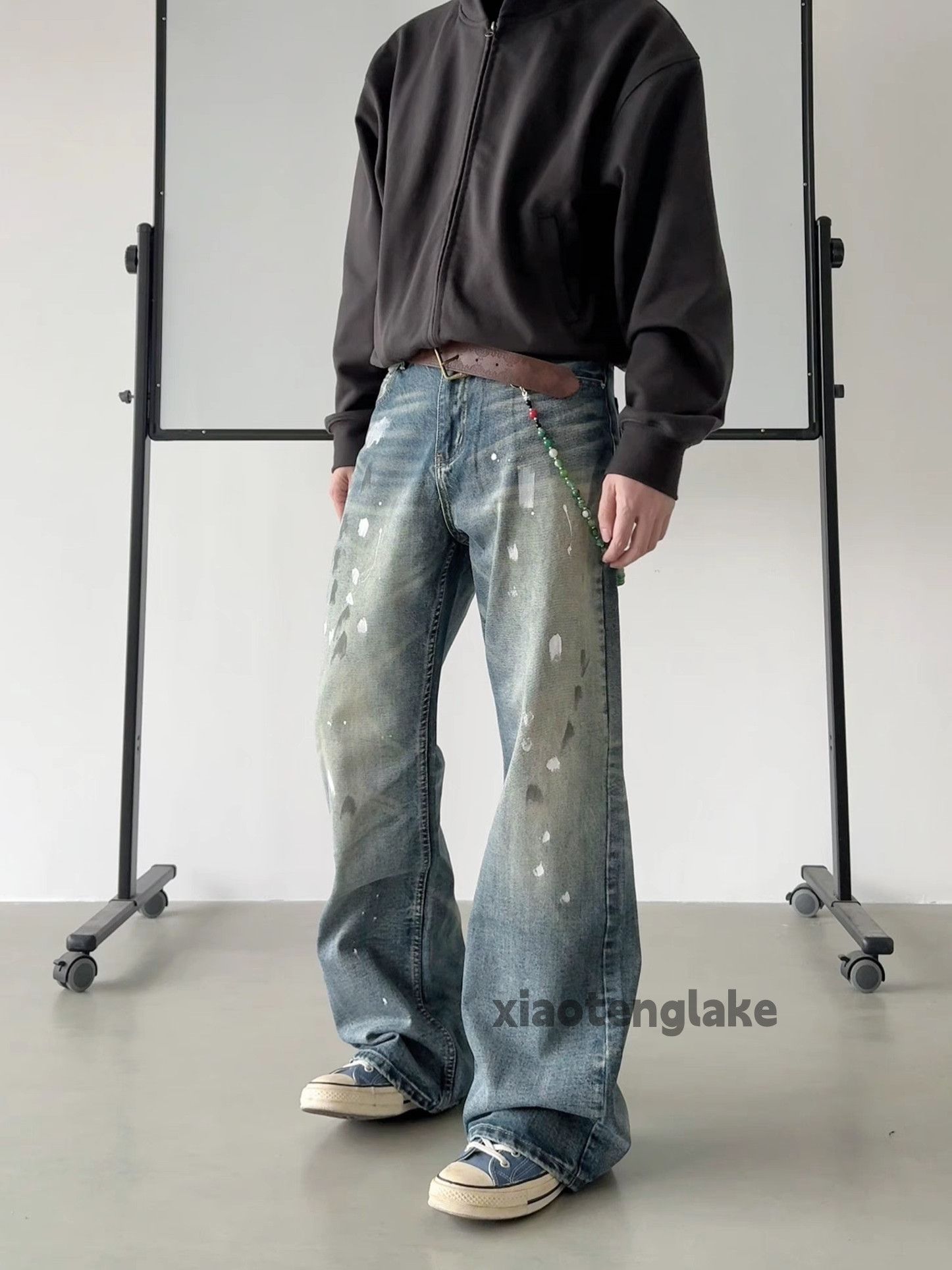 Jean × Vintage washed faded loose baggy yuppie stain paint grunge jeans Size US 34 / EU 50 - 5 Thumbnail