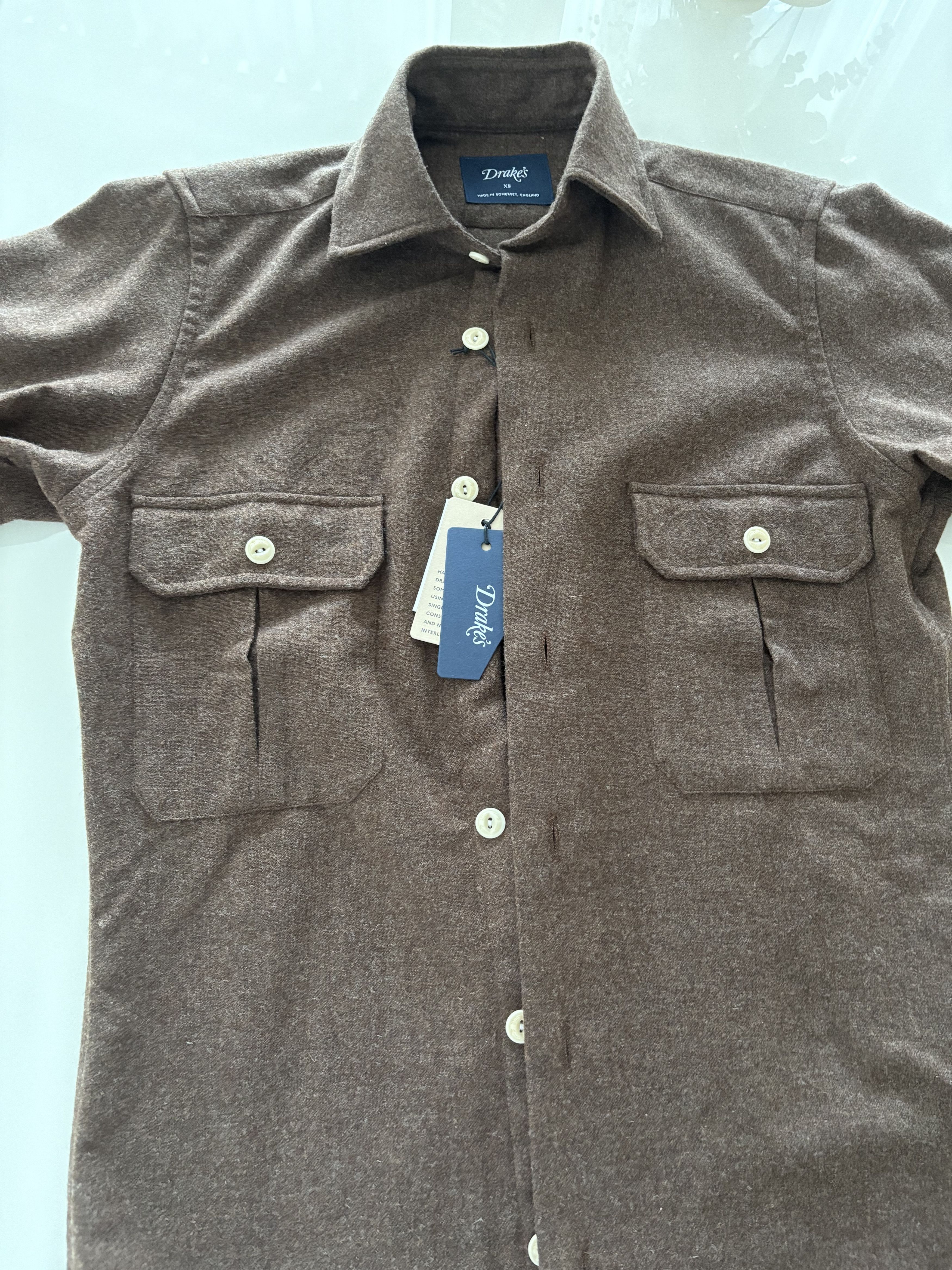 Drake's Wool Two Pocket Shirt Size US XS / EU 42 / 0 - 1 Thumbnail