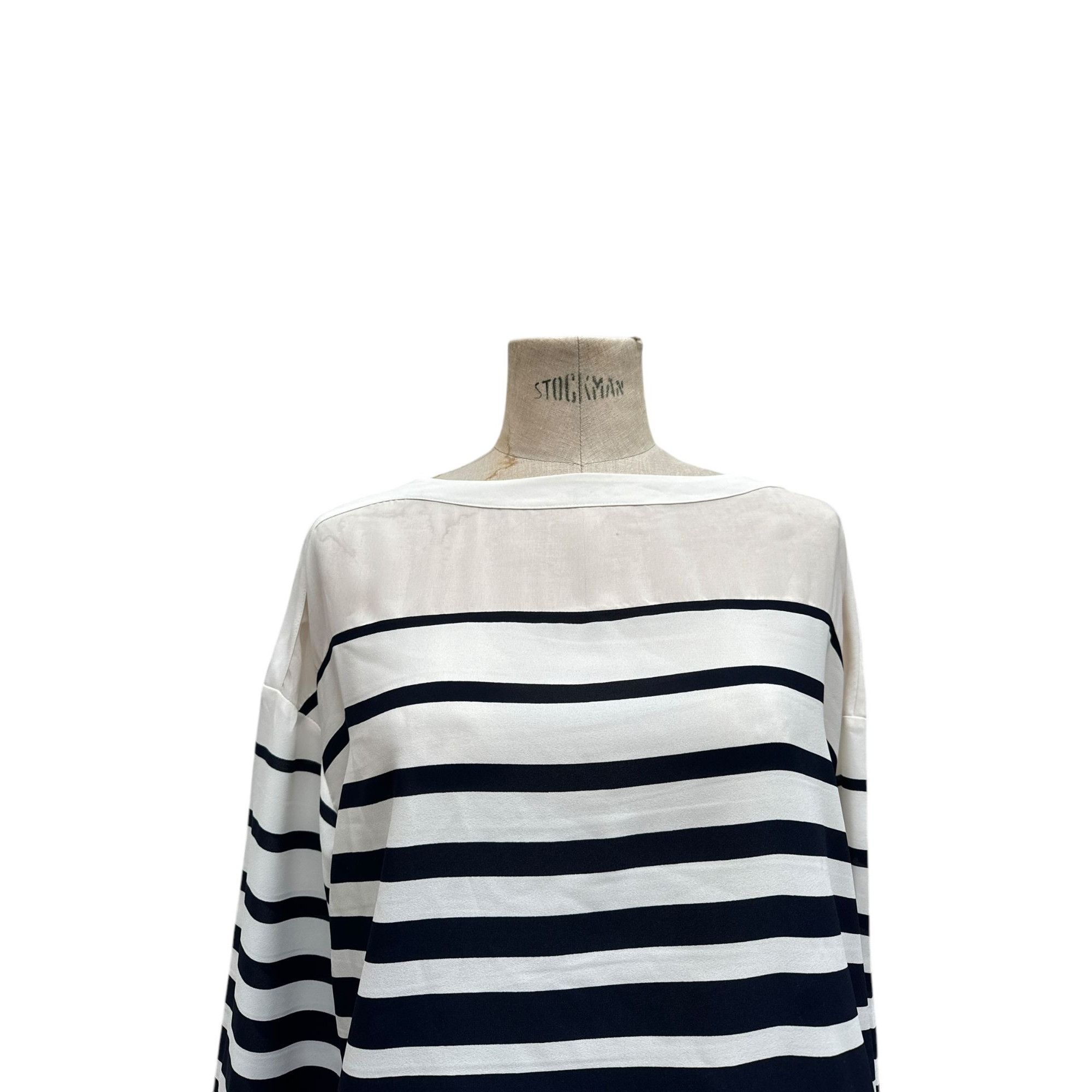 Jean Paul Gaultier Navy White Striped Longsleeves Size S / US 4 / IT 40 - 4 Thumbnail