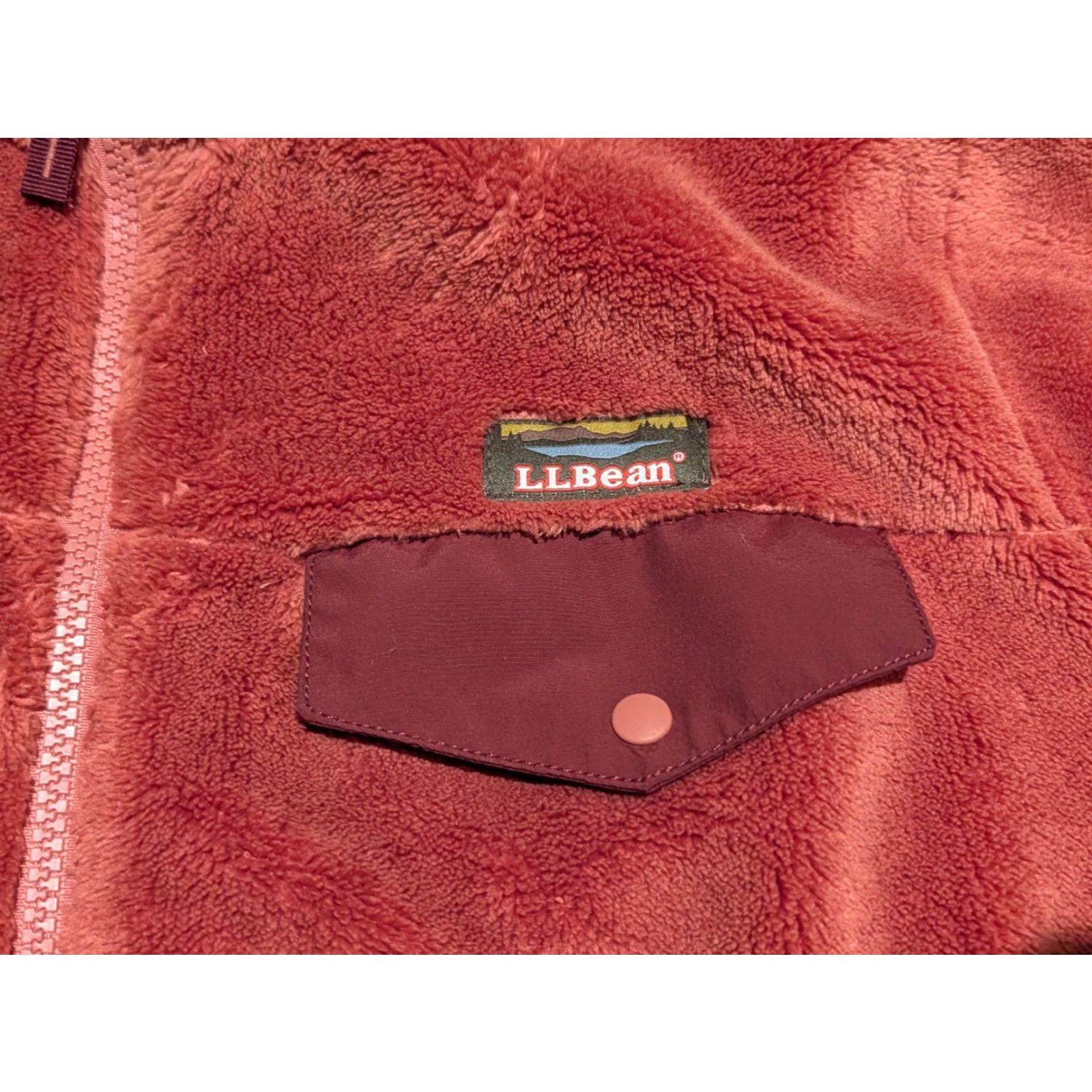 Vintage L.L. Bean Womens Hi-Pile Fleece Sherpa Jacket 2X Dark Red Zip Pockets Casual Travel EUC Ladies Regular Fit Jacket Size XXL / US 16-18 / IT 52-54 - 6 Thumbnail