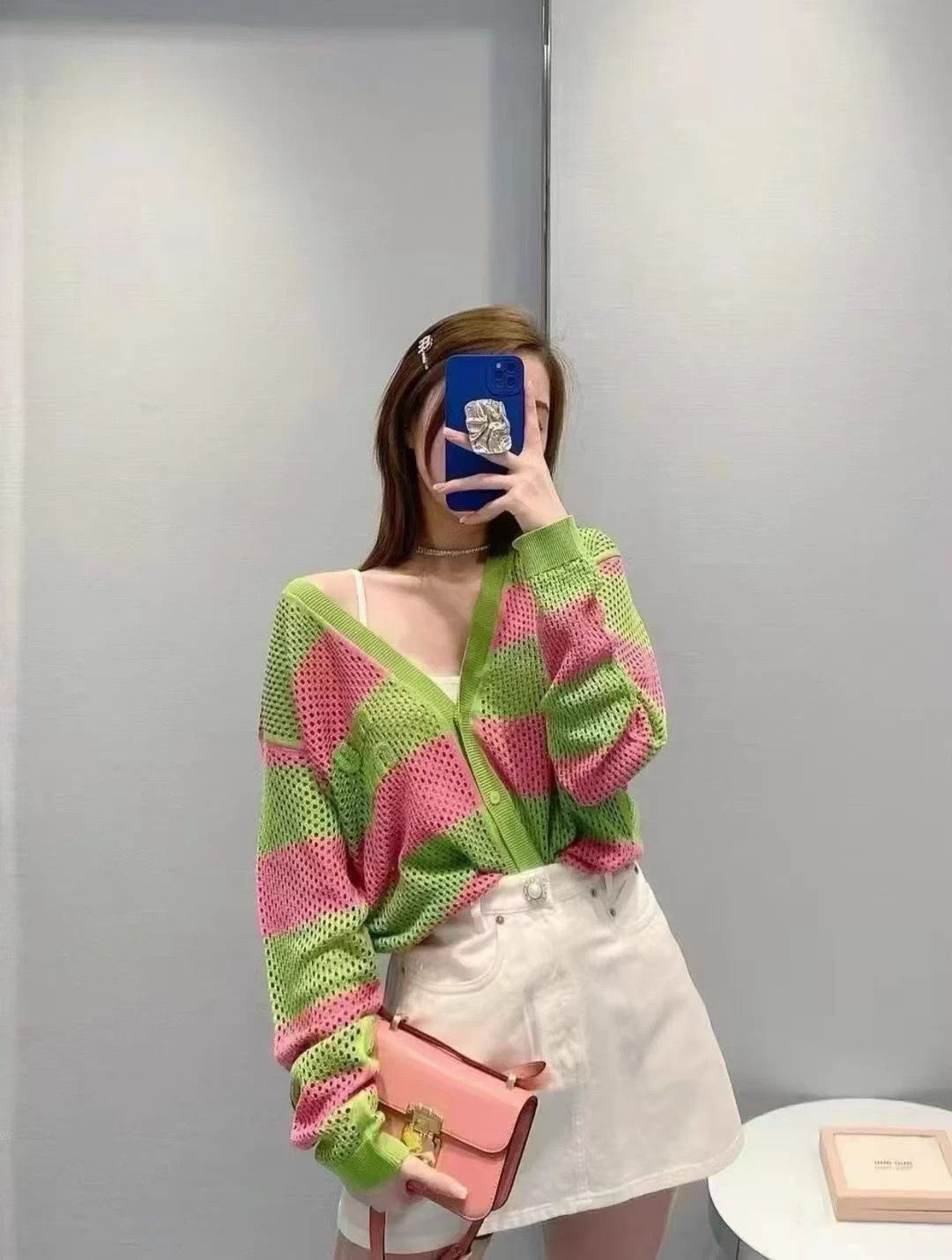 Miu Miu MIU MIU color blocked summer knit cardigan size 40 Size S / US 4 / IT 40 - 9 Thumbnail