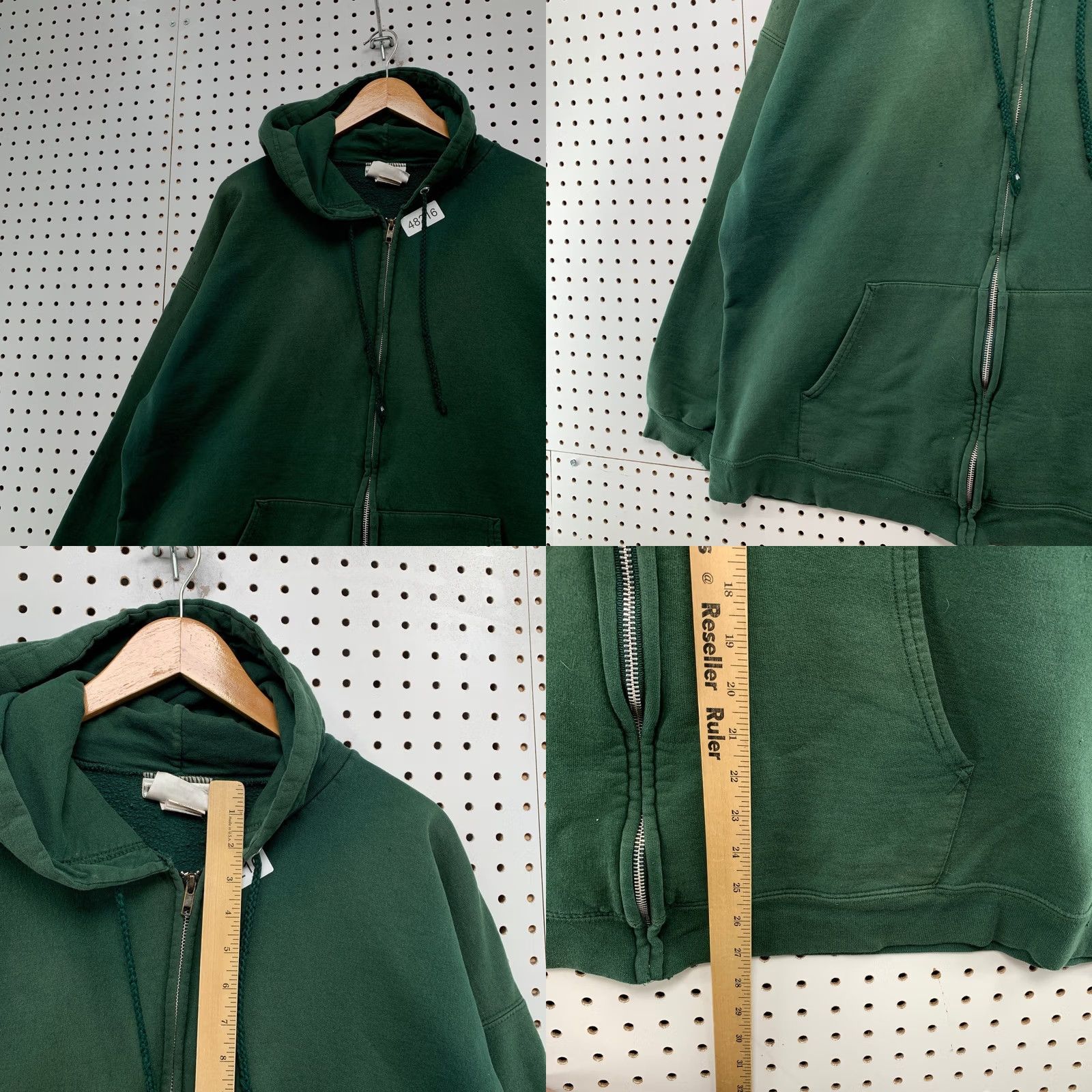Hanes VINTAGE Hanes Hoodie Sweatshirt Mens 2XL Faded Green Full Zip Fleece Size US XXL / EU 58 / 5 - 8 Thumbnail