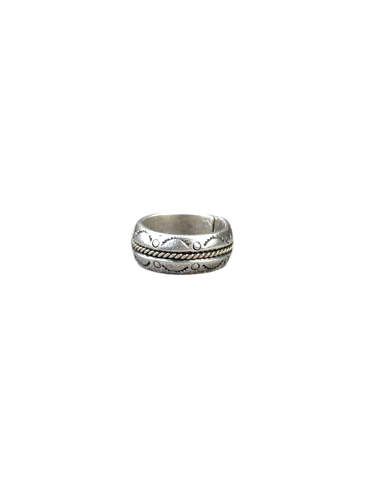 Vintage NAVAJO STAMPED 10K GOLD ROPE STERLING SILVER RING Size ONE SIZE - 6 Thumbnail