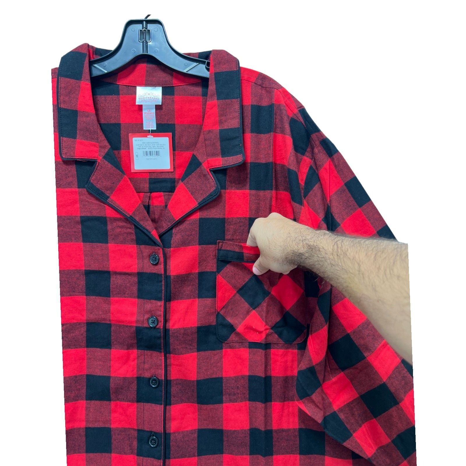 Other Wonder Shop - Women's Red Buffalo Check Flannel Pajama Set - Size ONE SIZE - 23 Thumbnail