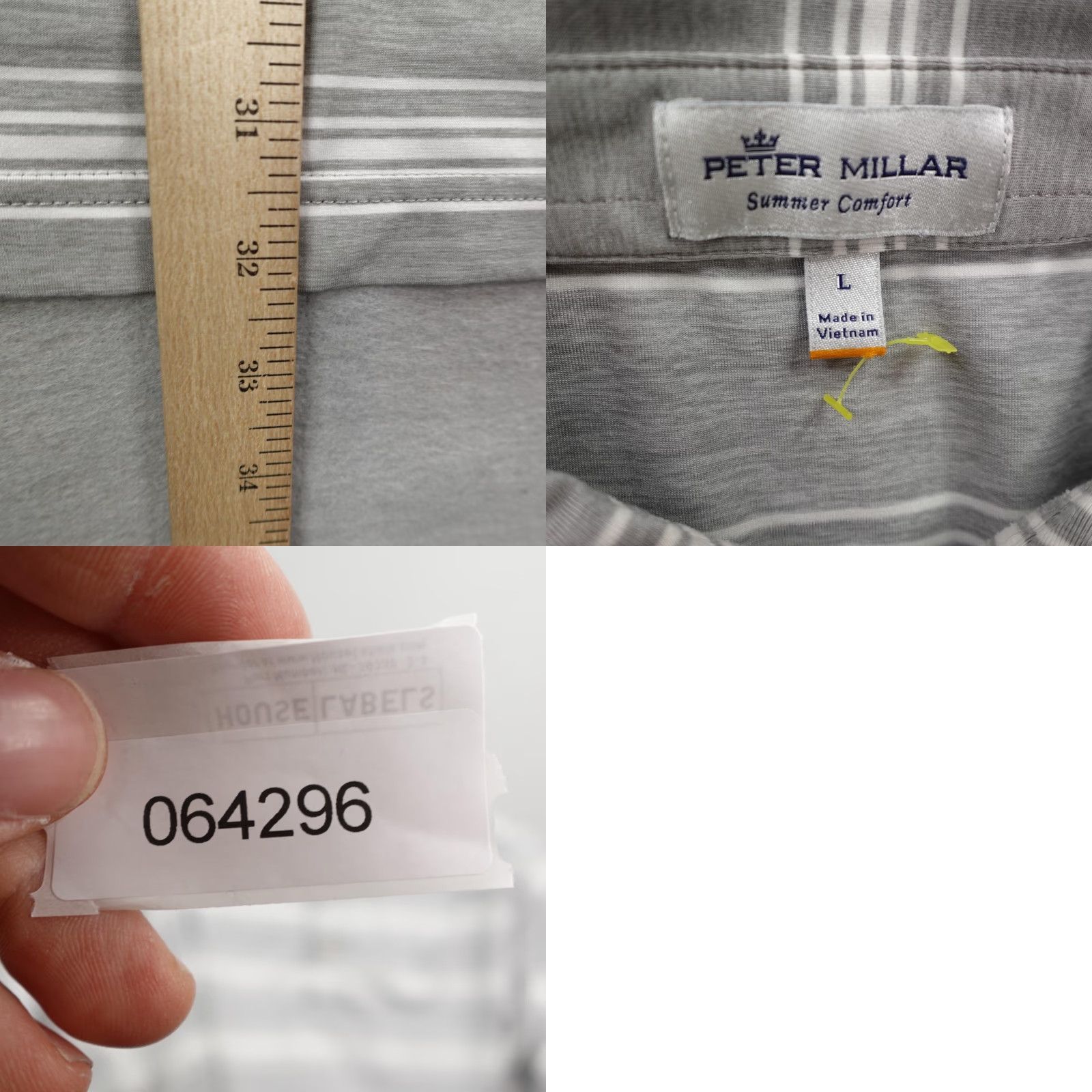 Peter Millar Peter Millar Polo Shirt Mens L Gray Striped Summer Comfort Newport Beach Size US L / EU 52-54 / 3 - 8 Thumbnail