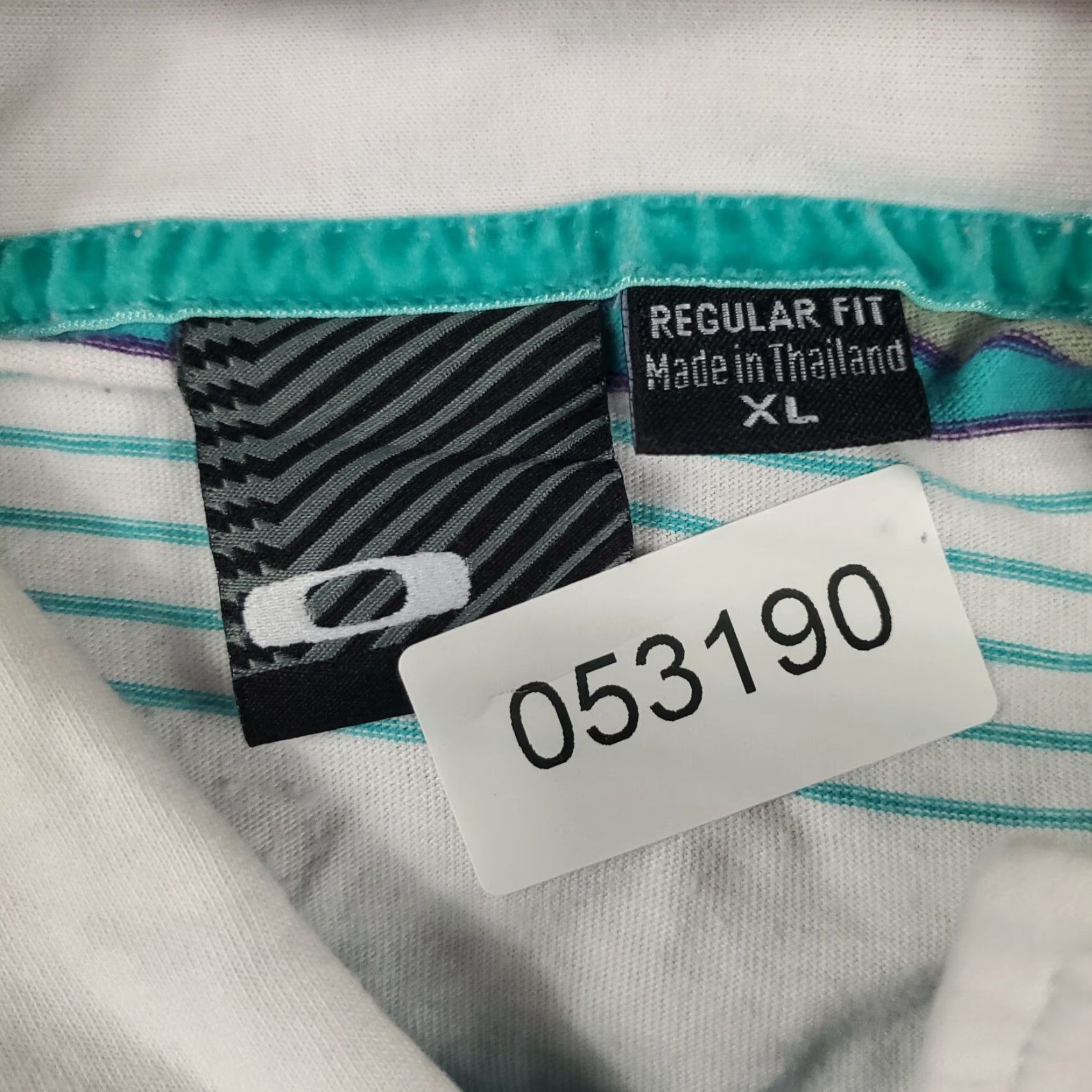 Oakley Oakley Polo Shirt Mens XL White Striped Cotton Golf Casual Short Sleeve Polo Shirt XL White Oakley Logo Mens Size US XL / EU 56 / 4 - 6 Thumbnail