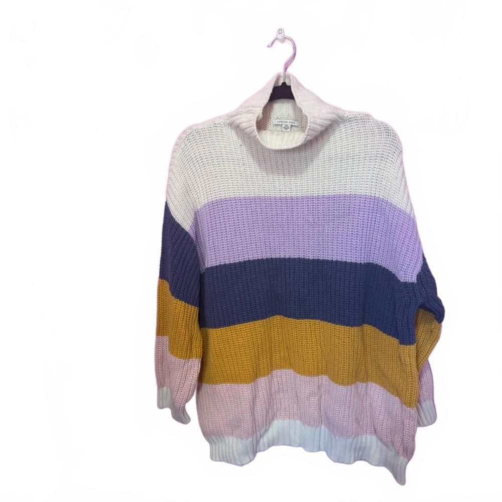 Designer Cozy Multicolor Striped Sweater Size S / US 4 / IT 40 - 1 Thumbnail