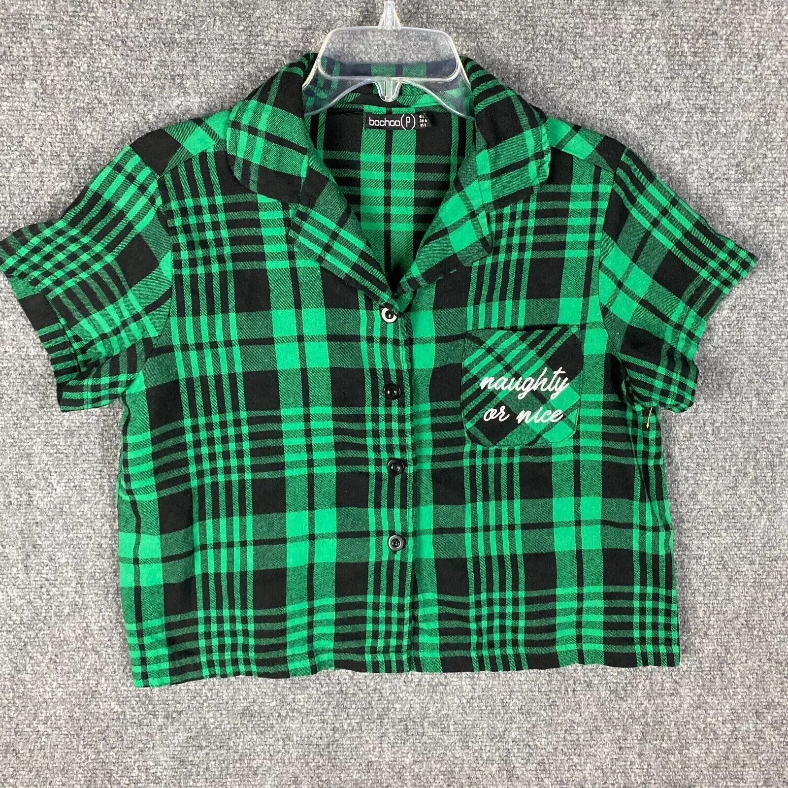 Boohoo Boohoo Pajama Top Women's Size 8 Plaid Green Short Sleeve Size M / US 6-8 / IT 42-44 - 1 Thumbnail