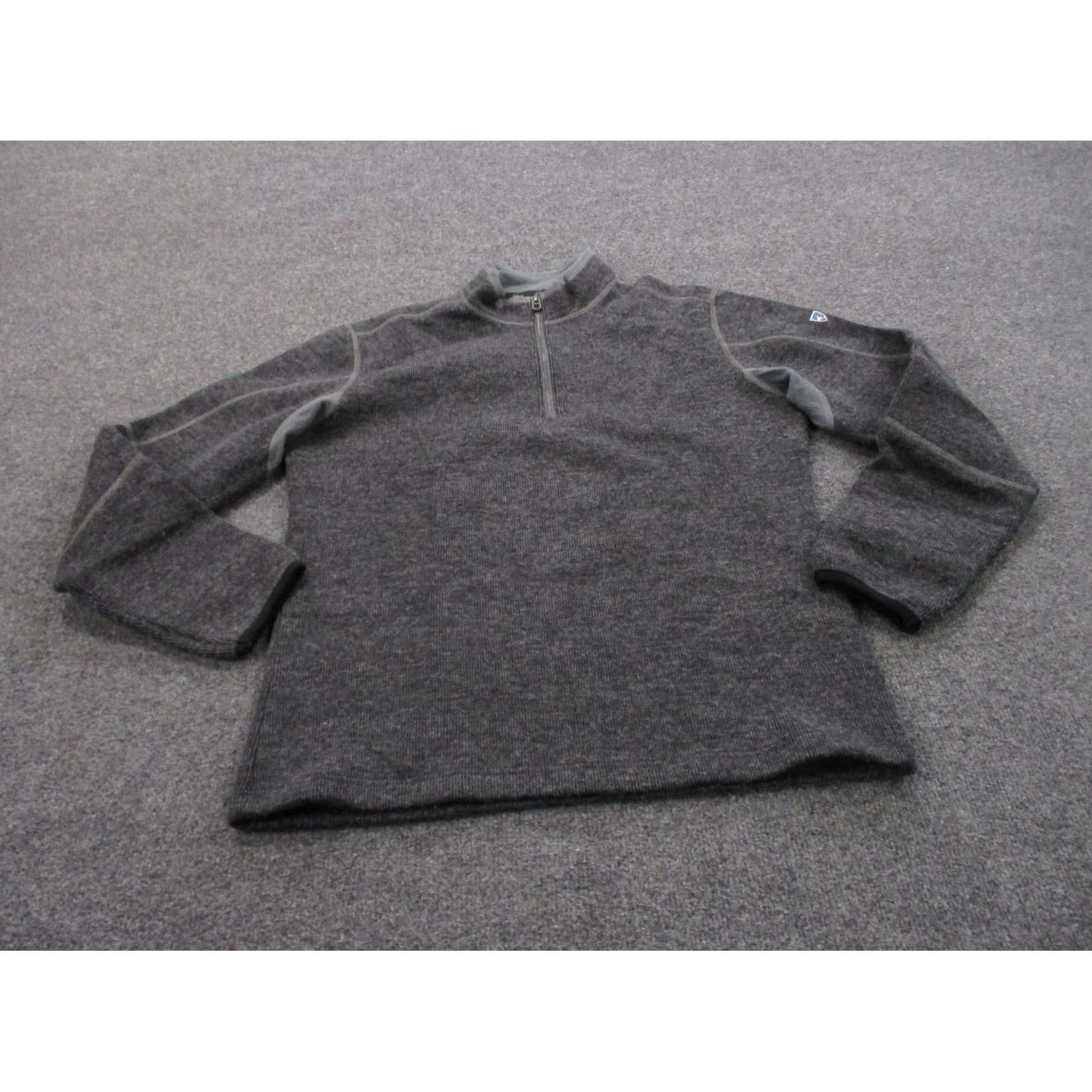 Vintage Kuhl Mens Sweater Pullover M Gray Wool Thermal 1/4 Zip Hiking Outdoors Knit Neon? Size US M / EU 48-50 / 2 - 2 Thumbnail