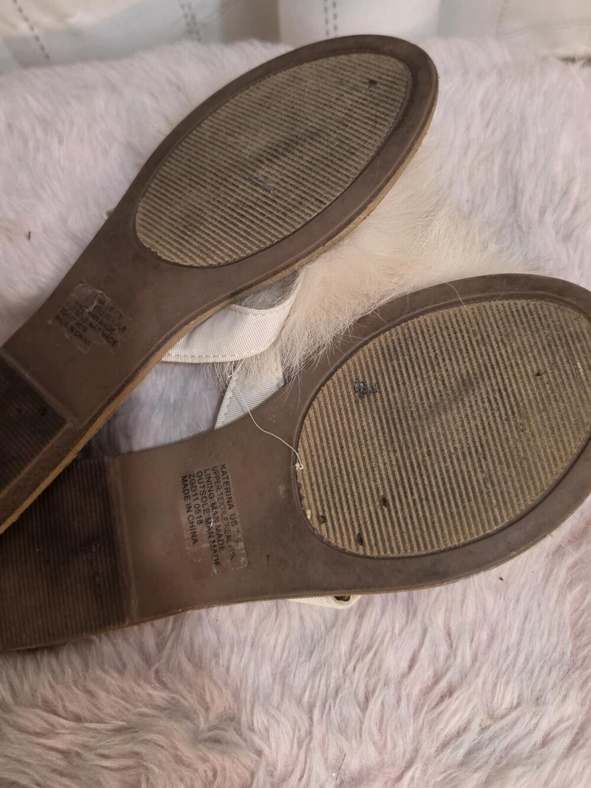 United Colors Of Benetton Bebe Katerina Fur Flip Flops Size US 7.5 / IT 37.5 - 4 Thumbnail