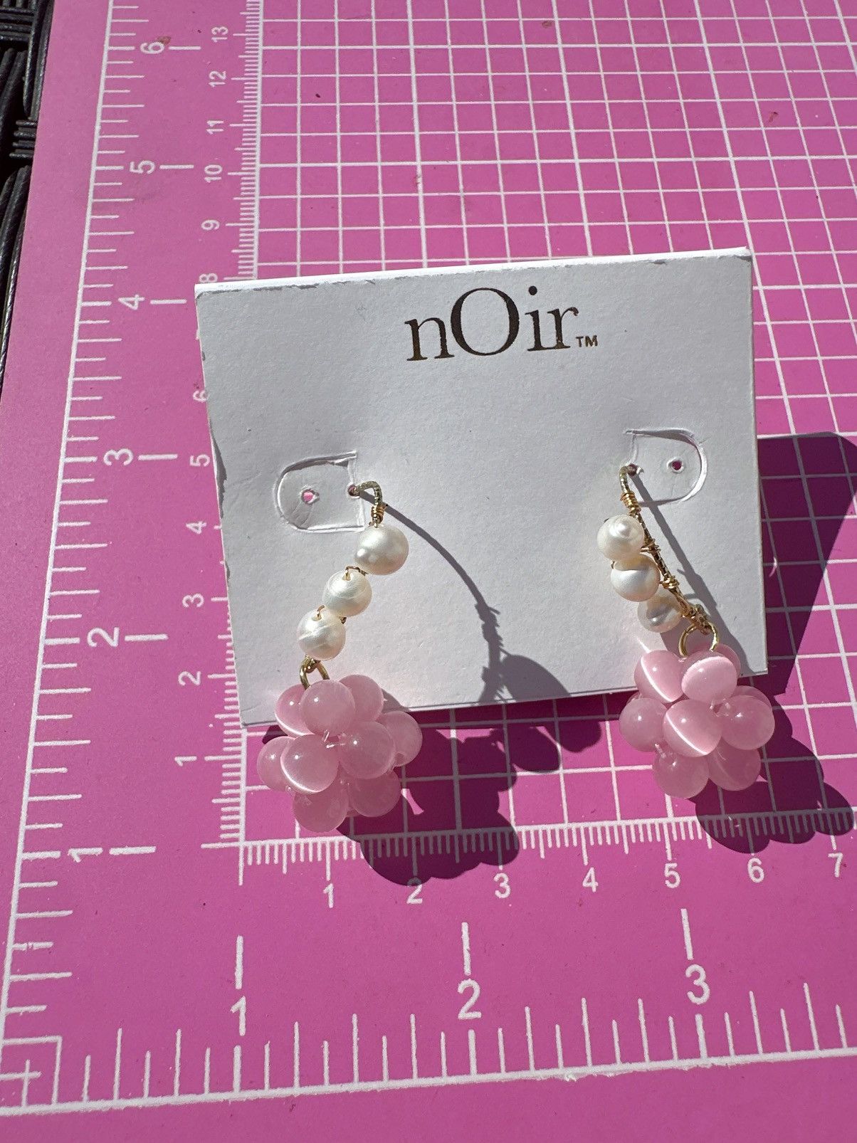 Designer Noir earrings gold tone pink tiger eyes beaded ball drops Size ONE SIZE - 6 Thumbnail