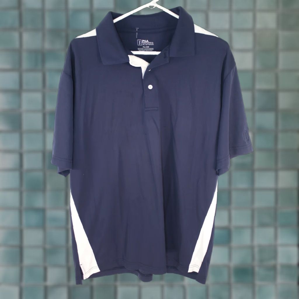 PGA Tour VINTAGE PGA TOUR Short Sleeve Polo Shirt Men's XL Blue White Striped Polo Shirt PGA TOUR Mens XL Blue White Striped Polo Shirt Size US XL / EU 56 / 4 - 1 Thumbnail