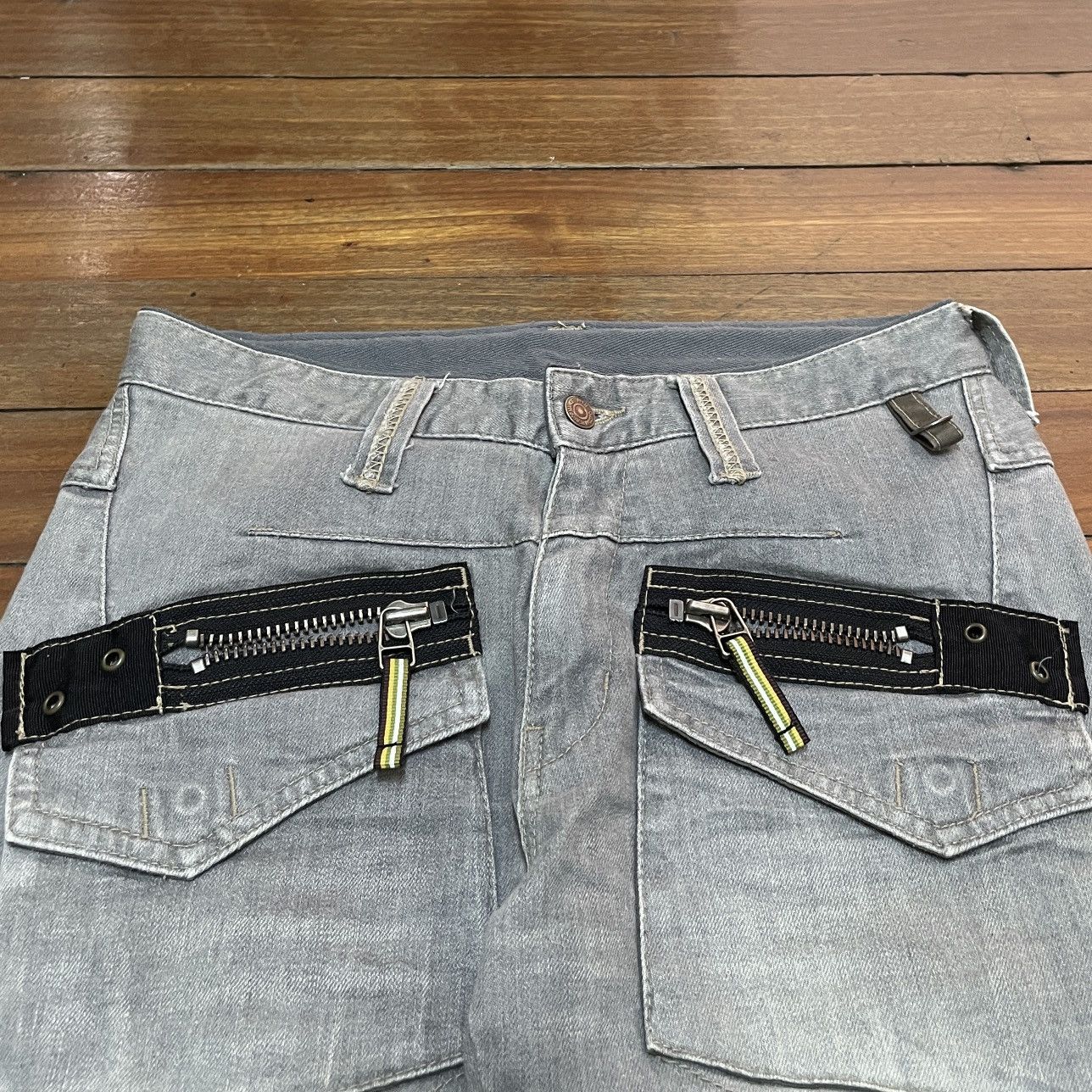14th Addiction × Le Grande Bleu (L.G.B.) × PPFM Very Rare Design Vintage PPFM Zipper Tactical Jeans 1990s Size US 30 / EU 46 - 3 Thumbnail