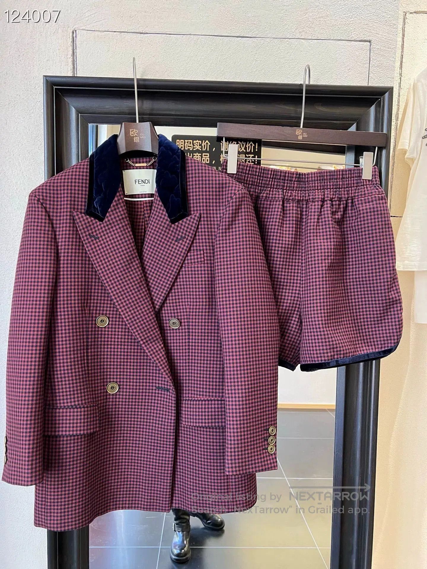 Fendi Fendi Red Blue Houndstooth Suit Set. Size XS / US 0-2 / IT 36-38 - 1 Thumbnail