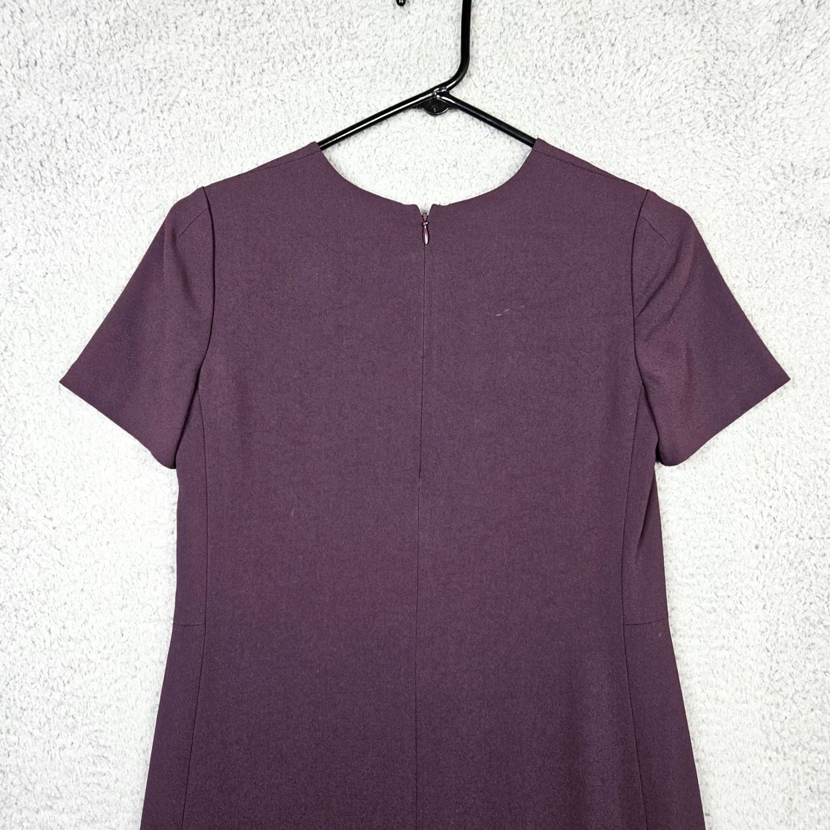 Vintage Babaton Women's Plum Purple Short Sleeve Zip Back Dress 00 Size Regular A-Line Size 24" / US 00 / IT 34 - 7 Thumbnail