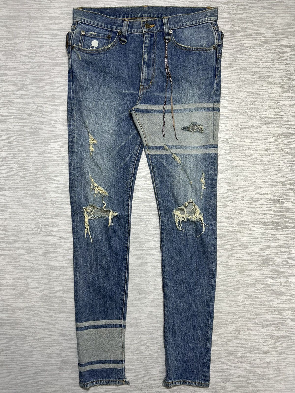 Mastermind World Mastermind World - Double Waist Crash Skinny Denim Jeans Size US 30 / EU 46 - 1 Thumbnail