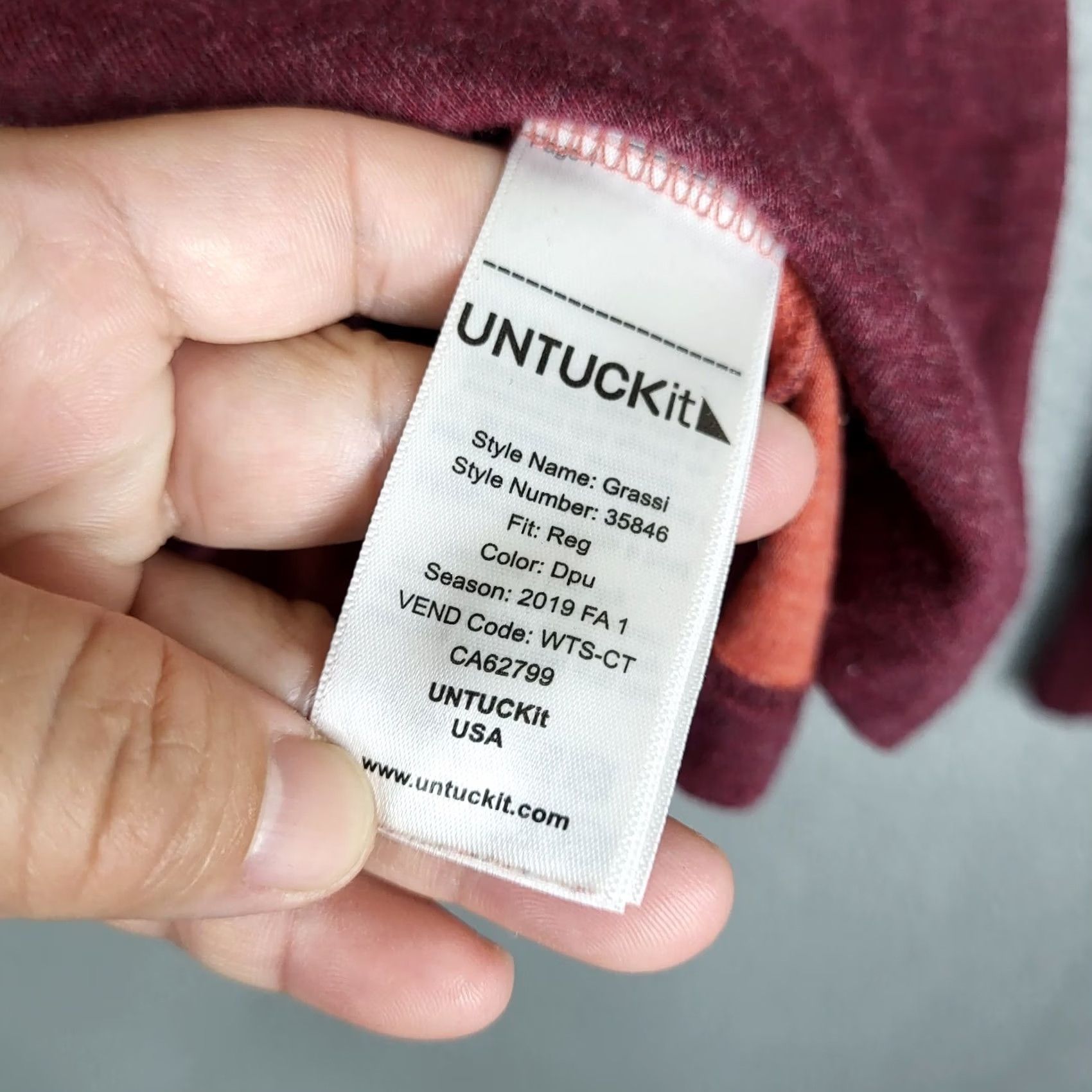 UNTUCKit - "UNTUCKIT Maroon Long sleeve Henley Top" - directly reflects the item and brand Size US L / EU 52-54 / 3 - 4 Thumbnail