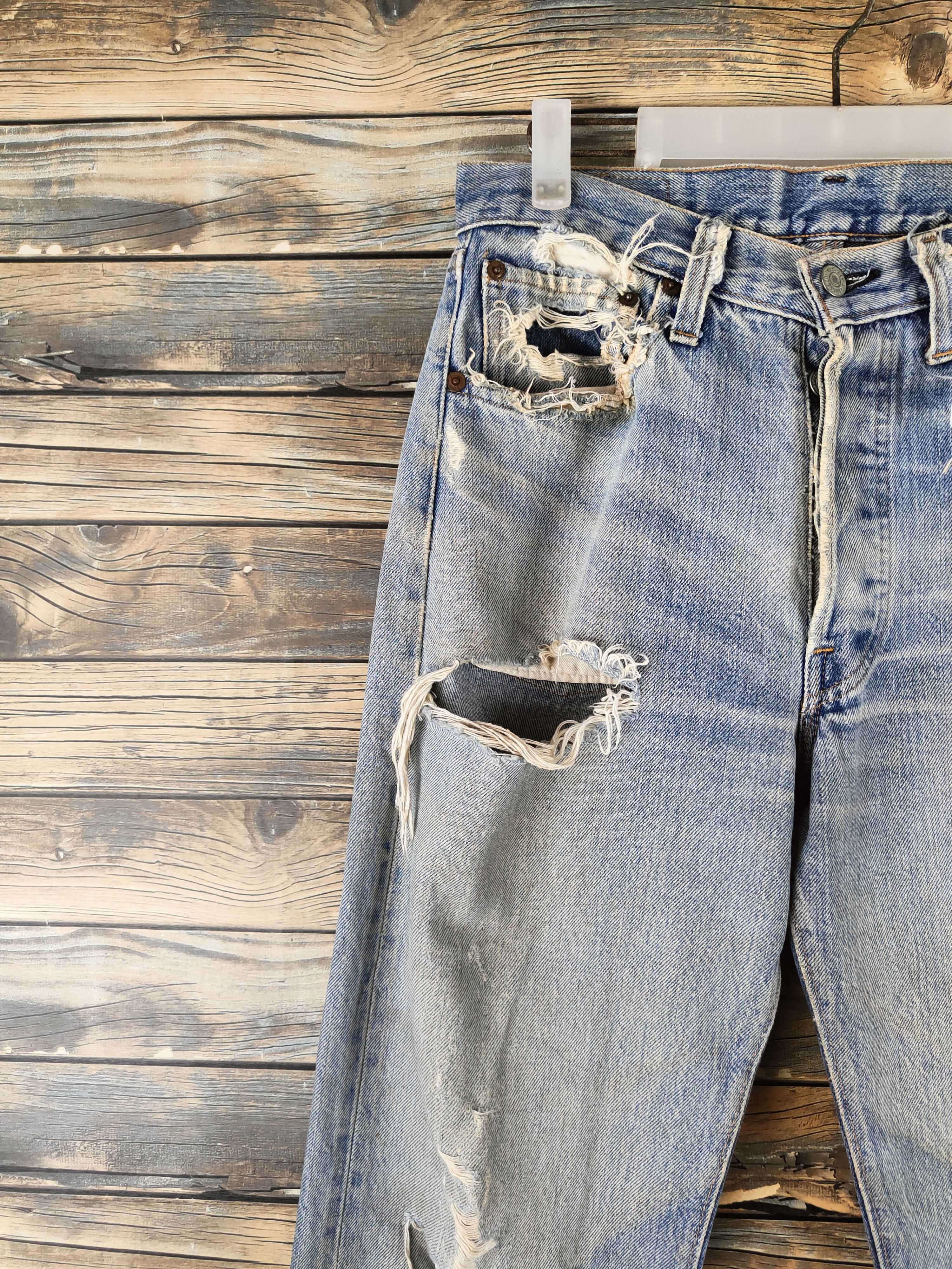 Levi's DL 80' 501 Vintage Levi's Distressed Ripped Jeans #46-828 Size US 30 / EU 46 - 3 Thumbnail