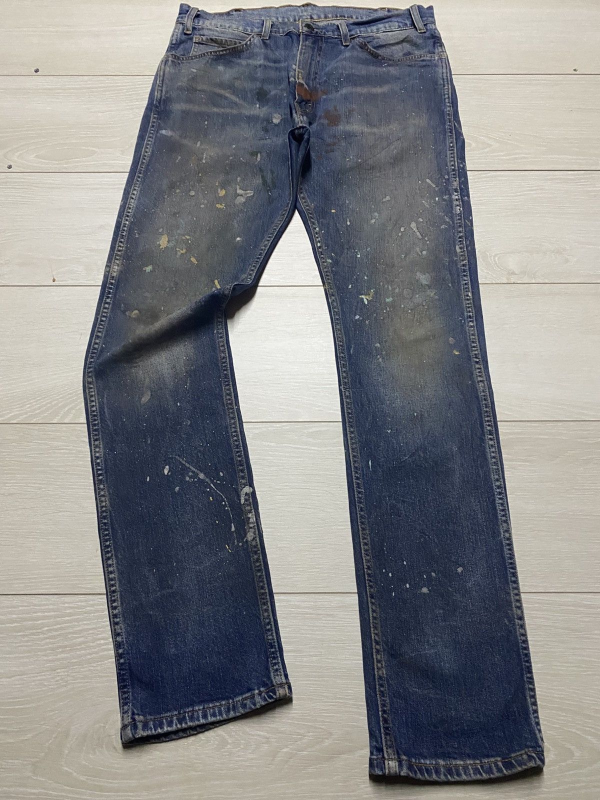 Levi's Vintage Levis 505 Y2K Paint Splatter Skinny Jeans Size US 33 - 1 Thumbnail
