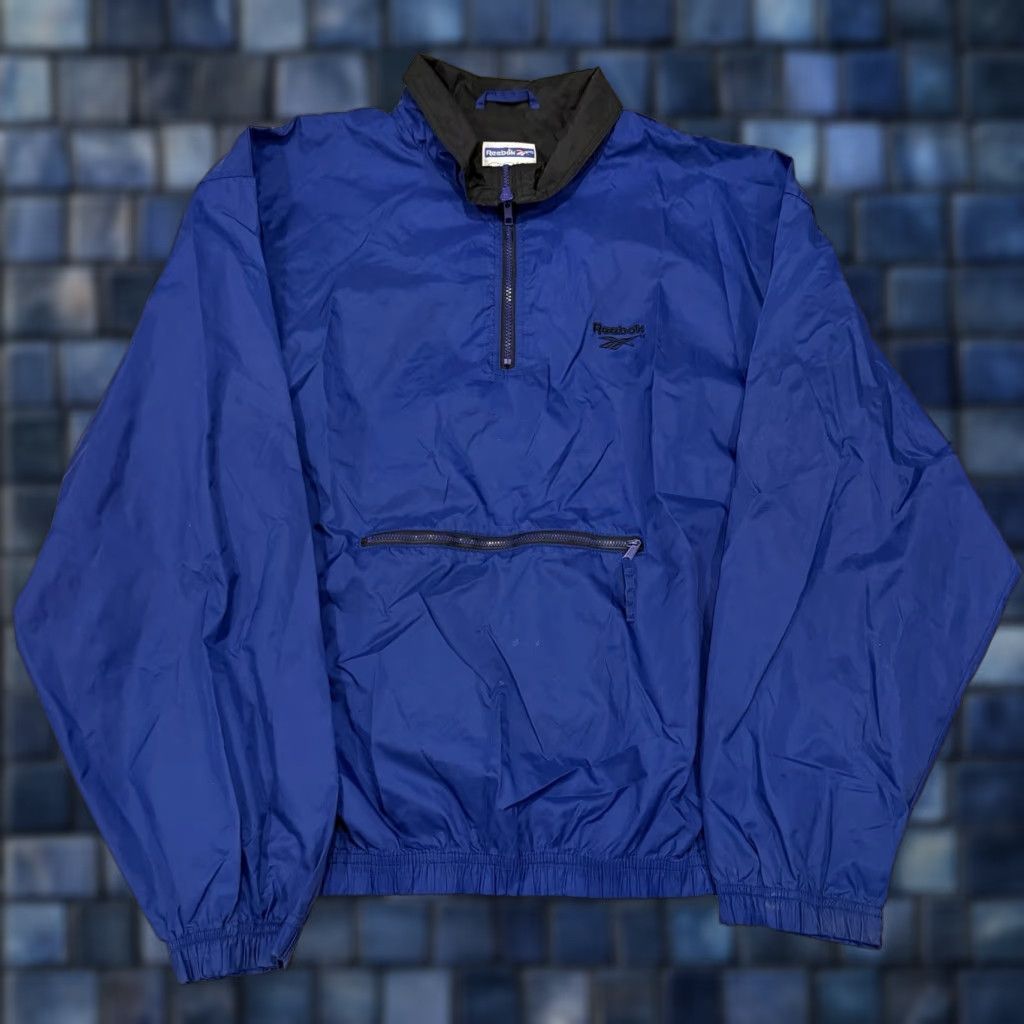 Reebok VINTAGE Reebok Jacket Blue Black 1/4 Zip Windbreaker Jacket L Men Size US L / EU 52-54 / 3 - 1 Thumbnail