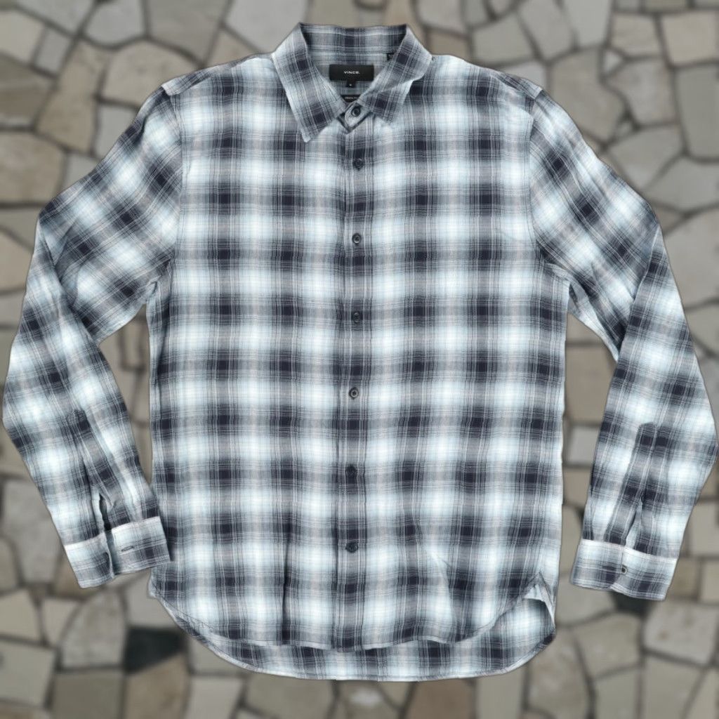 Vince Vince. Shirt Button Up Plaid Long Sleeve Classic Fit Men's M Multi-Colored Size US M / EU 48-50 / 2 - 1 Thumbnail
