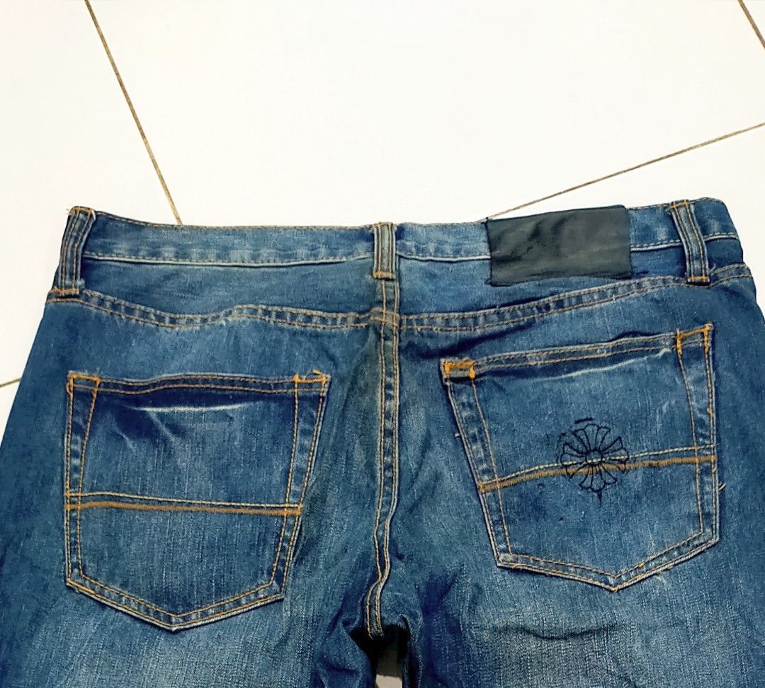 If Six Was Nine 🔥 RARE!! EMBROIDERY PATCHES CROSS DENIM PANTS Size US 33 - 6 Thumbnail