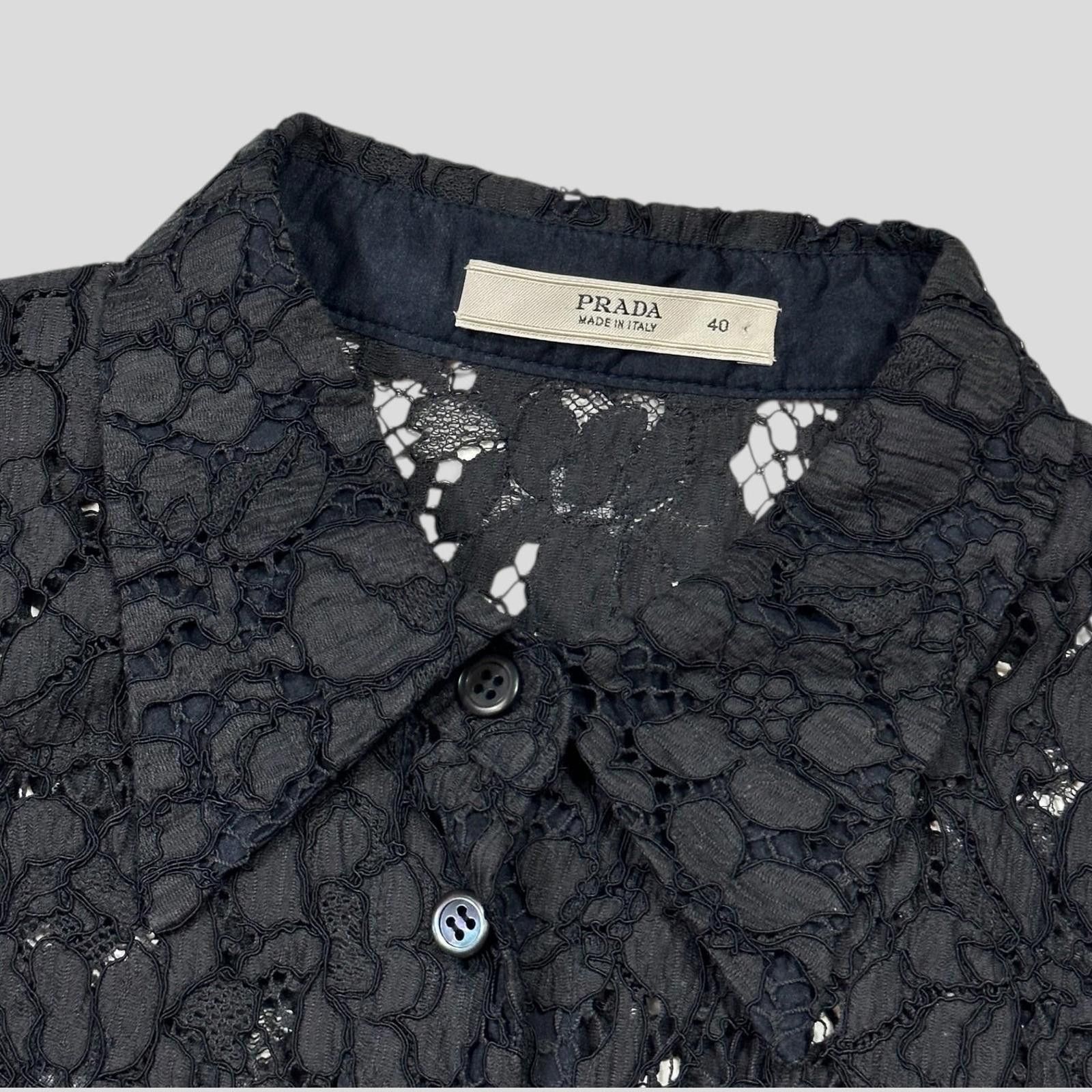 Prada Prada 00’s Floral Broderie Lace Mesh Blouse Shirt - M Size S / US 4 / IT 40 - 3 Thumbnail