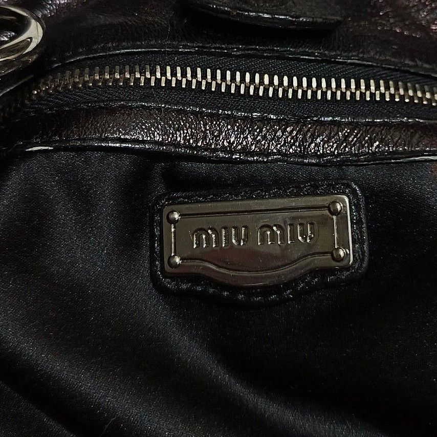 Miu Miu Miu Miu Black Leather Vitello Lux Pleated Tote Bag Size ONE SIZE - 5 Thumbnail