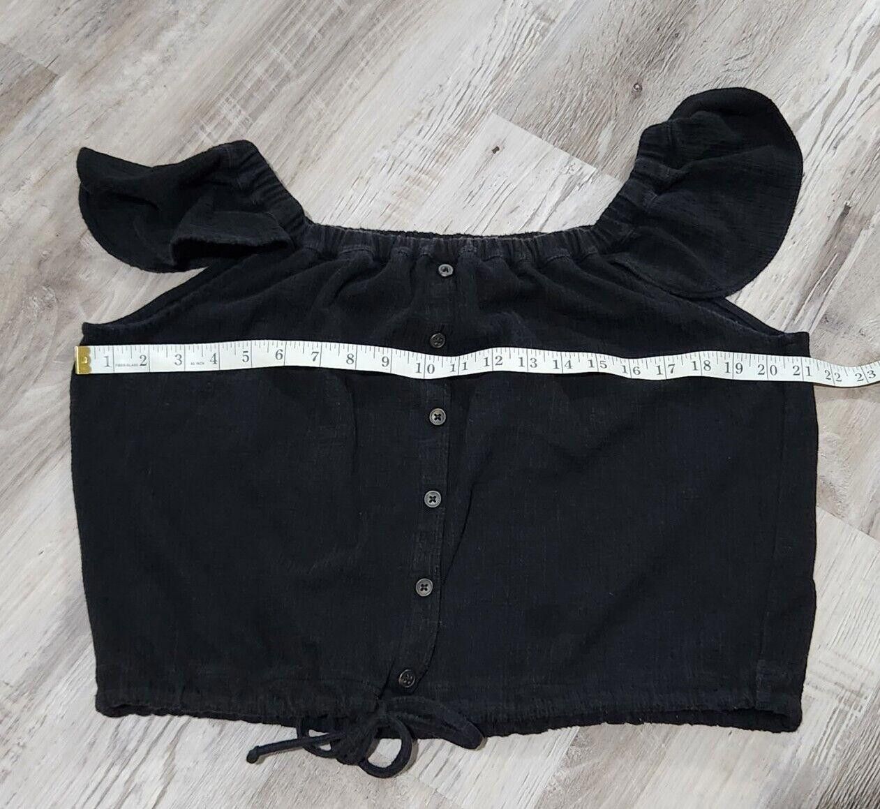 Madewell Madewell Crop Top Extra Large Black Off The Shoulder Button Size XL / US 12-14 / IT 48-50 - 5 Thumbnail