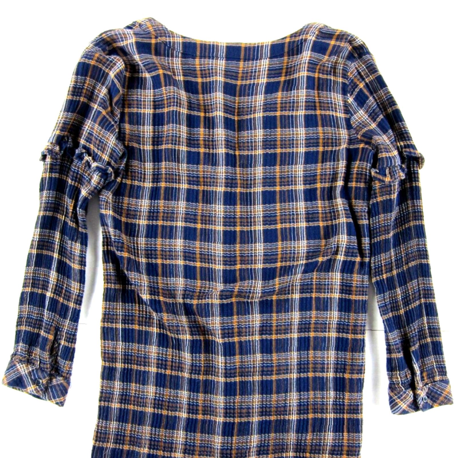 Madewell Madewell Cotton Blue Orange Plaid Flannel Long Sleeve Button Shirt Dress XXS Size XXS / US 00 / IT 34 - 5 Thumbnail