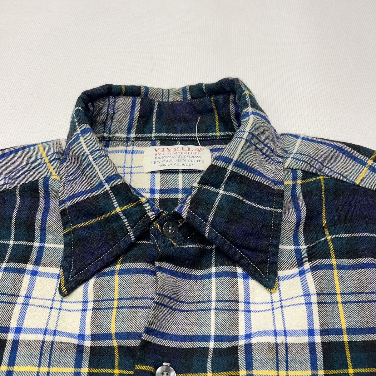 Vintage × Viyella VTG Viyella Flannel Shirt Blue Plaid Button Up Wool Scotland Size US M / EU 48-50 / 2 - 3 Thumbnail