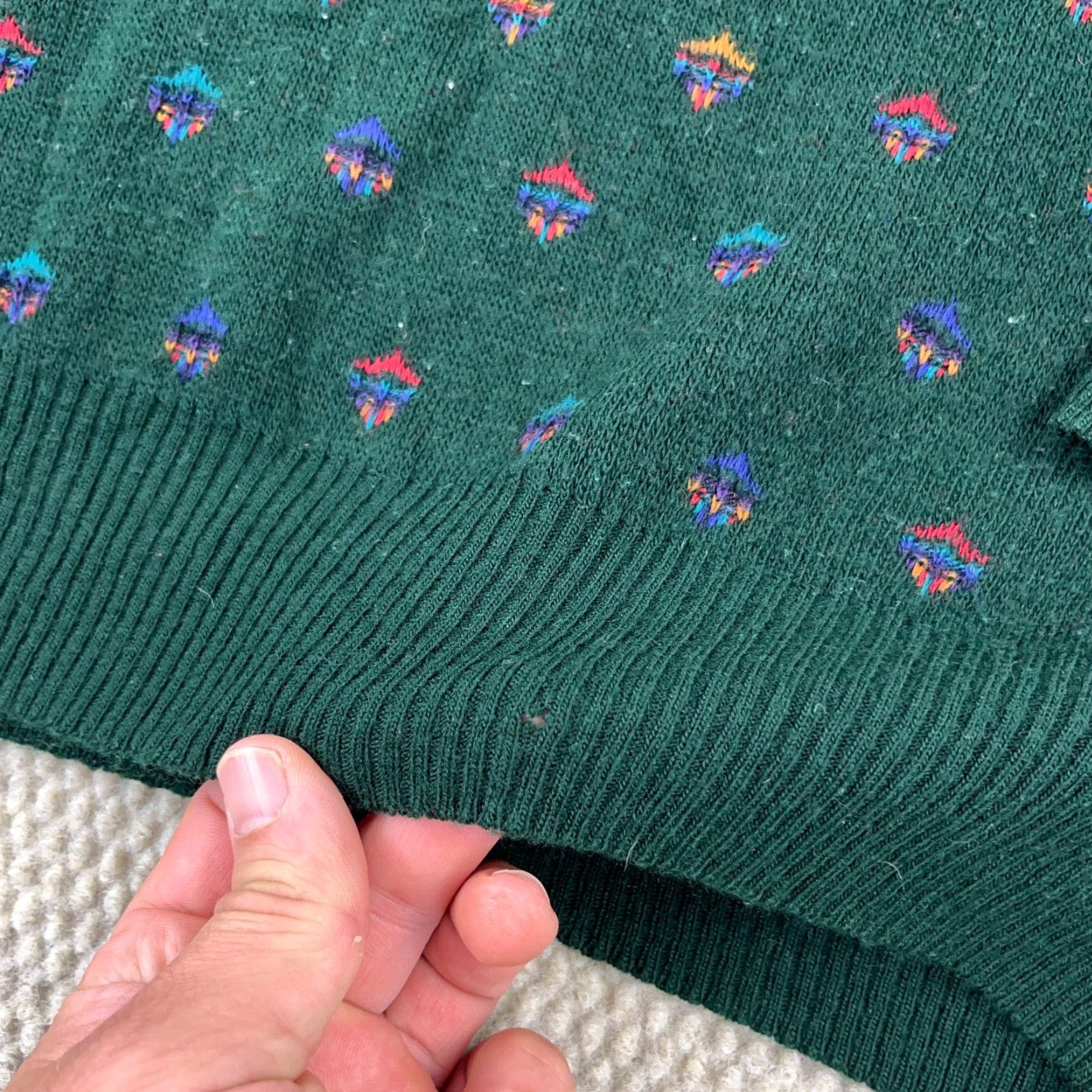 Vintage Brian MacNeil Sweater Men 2XLT Green Spotted V Neck Wool Blend Made In Italy Size US XXL / EU 58 / 5 - 5 Thumbnail