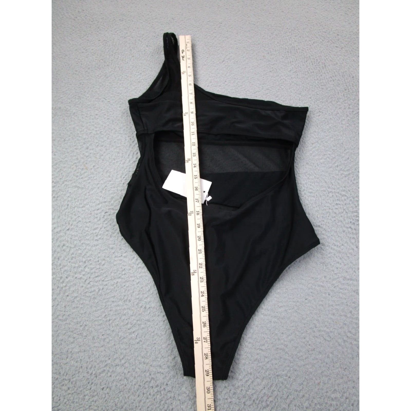 Closet London Londons Closet Bikini Womens L Black Sheer One-Shoulder Strap One-Piece Large Size ONE SIZE - 4 Thumbnail