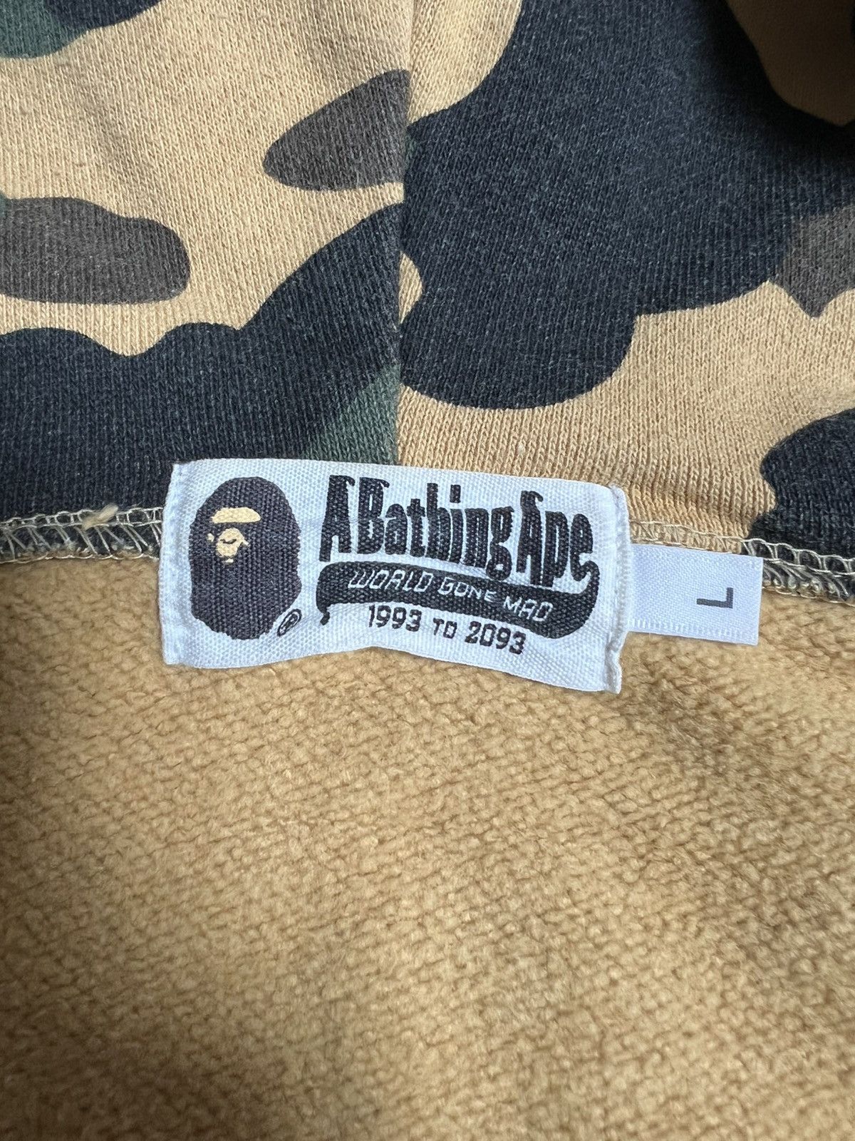 Bape A Bathing Ape Yellow Camo 1st Camo Half Zip Shark Hoodie Size US L / EU 52-54 / 3 - 5 Thumbnail