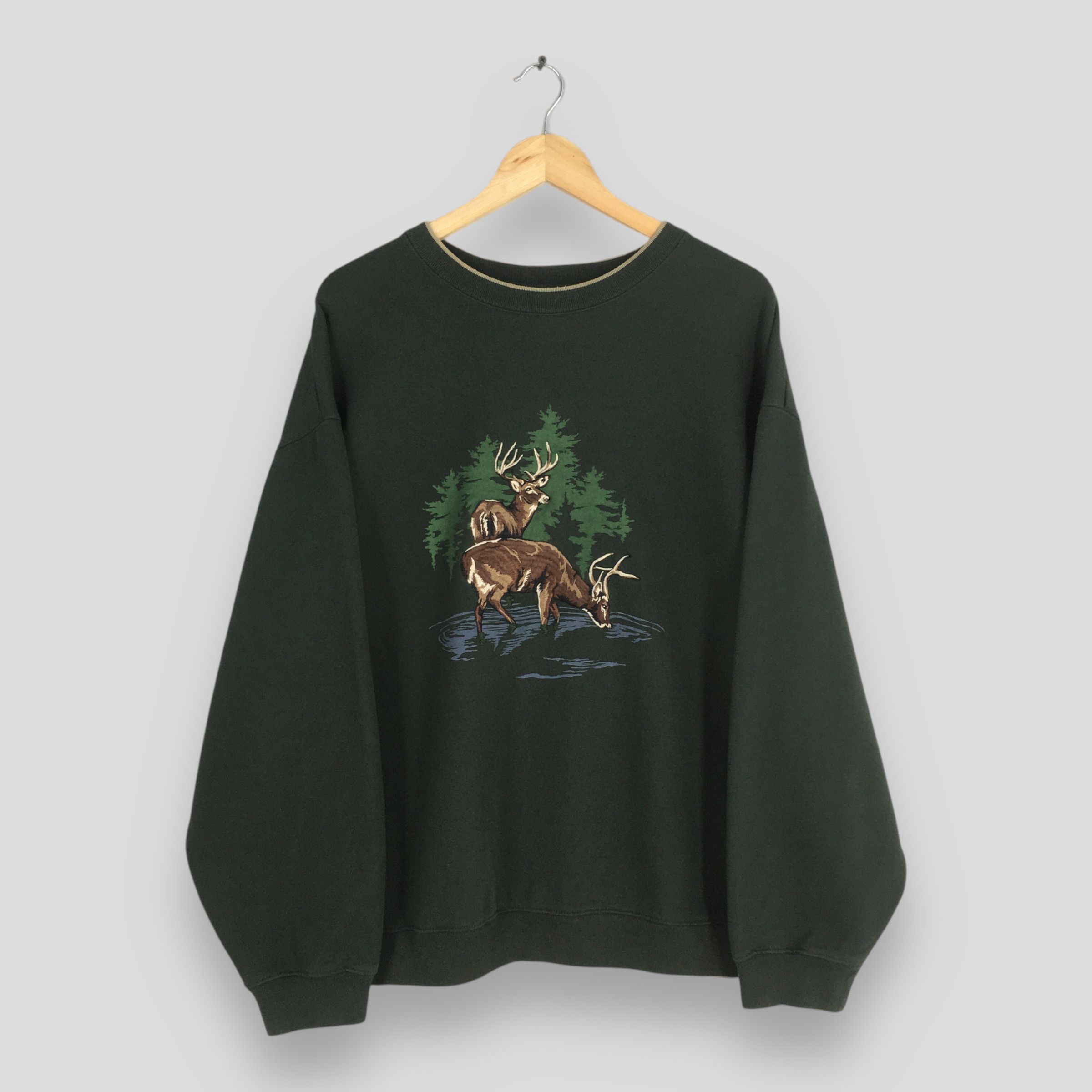 Croft & Barrow Vintage Croft & Barrow Deer Green Sweatshirt XLarge Size US XL / EU 56 / 4 - 1 Thumbnail
