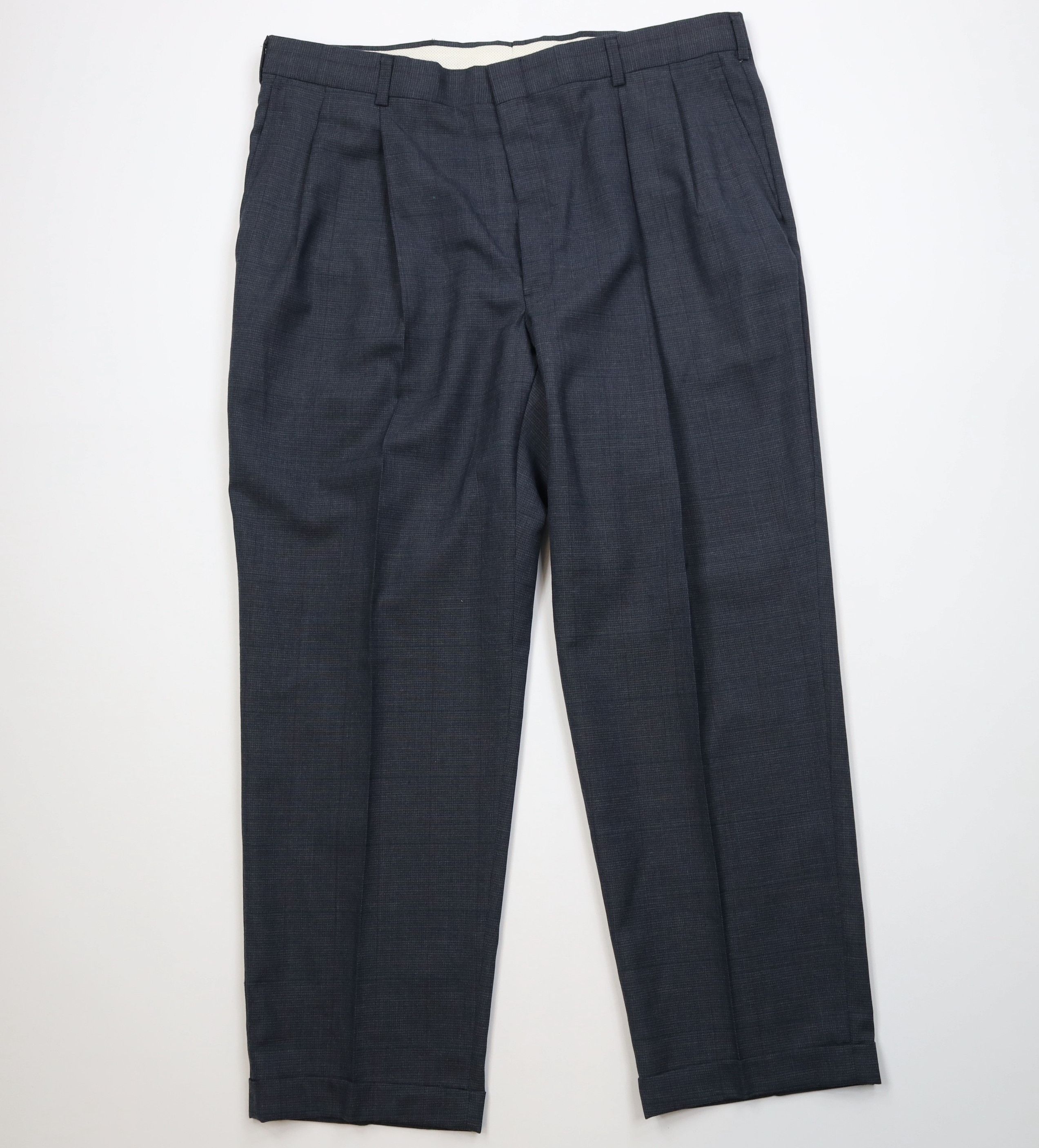 Vintage Vintage 70s Knit Wide Leg Chino Pants Houndstooth Plaid USA Size US 38 / EU 54 - 1 Thumbnail