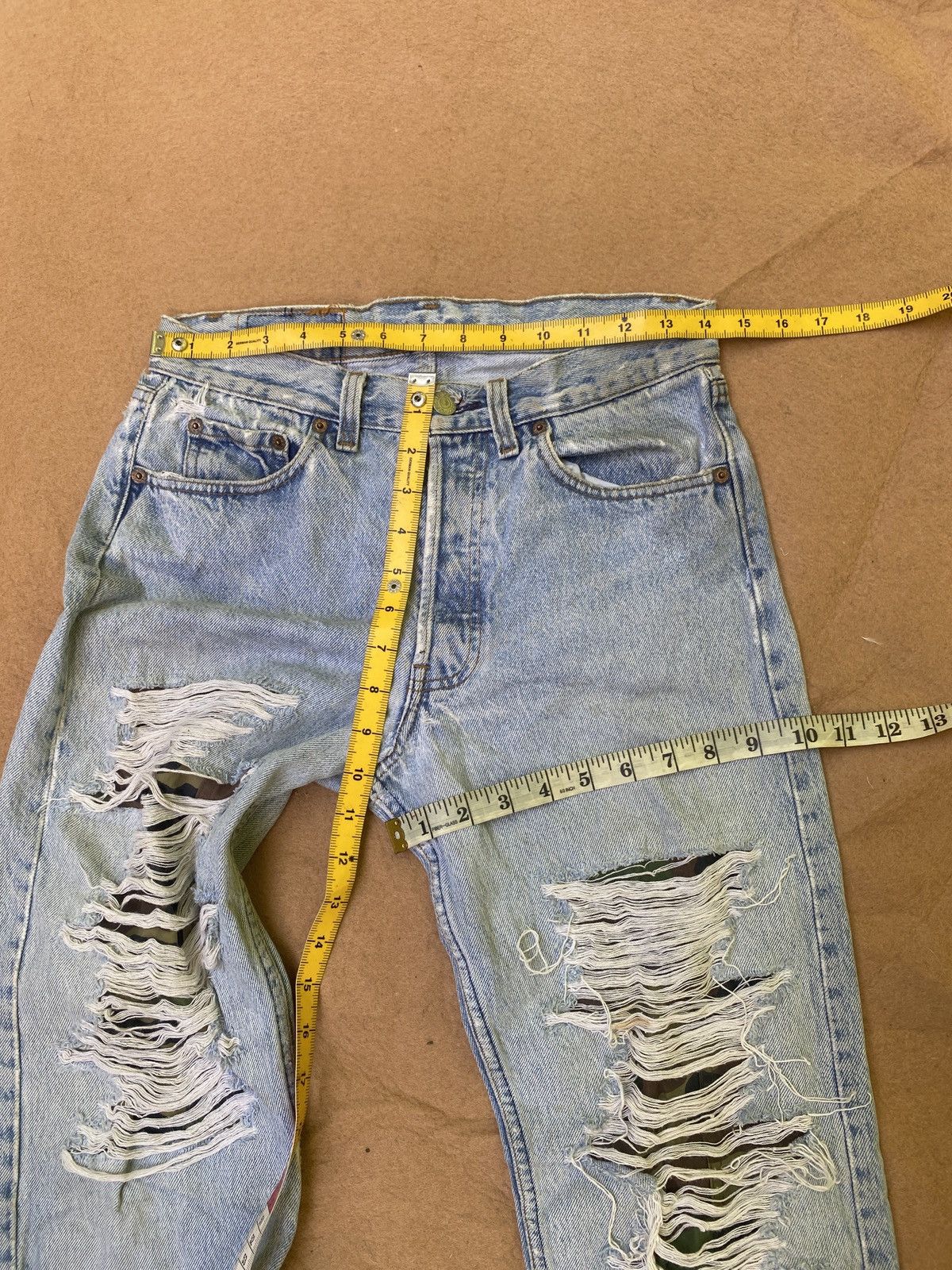 Levi's Custom Reconstructed Levi's 501 Distressed Camo-Panel Denim Size US 29 - 3 Thumbnail